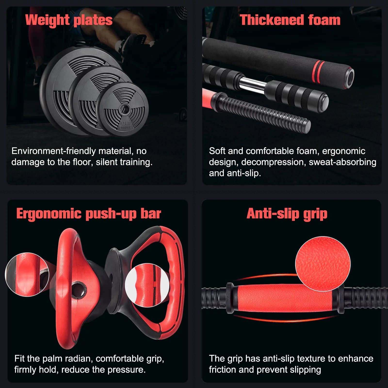 Pithage 5 in 1 Dumbbell Barbell Kettlebell Set 40LB Adjustable Free Weight Set  for Home Gym, Black - Womvr