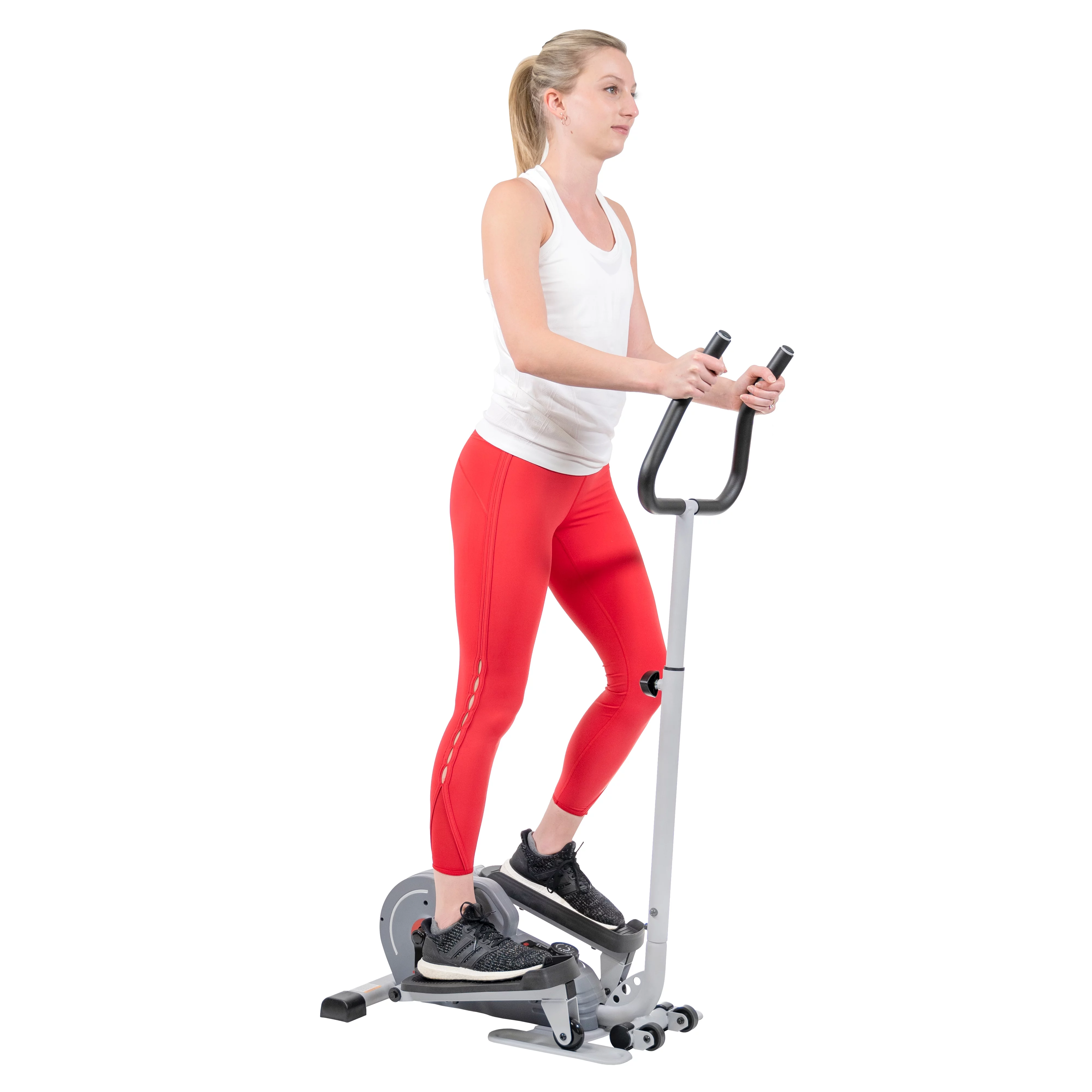 Sunny Health & Fitness Compact Magnetic Standing Elliptical Machine w/ Handlebars - Portable Workout Stepper for Home, SF-E3988 - Womvr