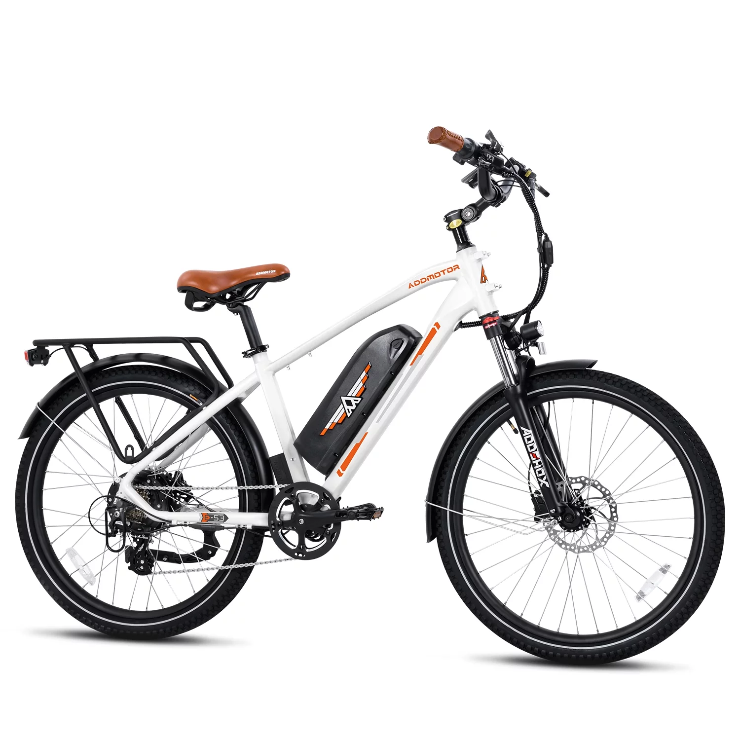 Addmotor 26 inch Electric Bicycles, 500W 48V 20AH UL Certified Battery Ebike, Commuter City Beach Electric Bike for Adults, 125Miles, E-53 White - Womvr