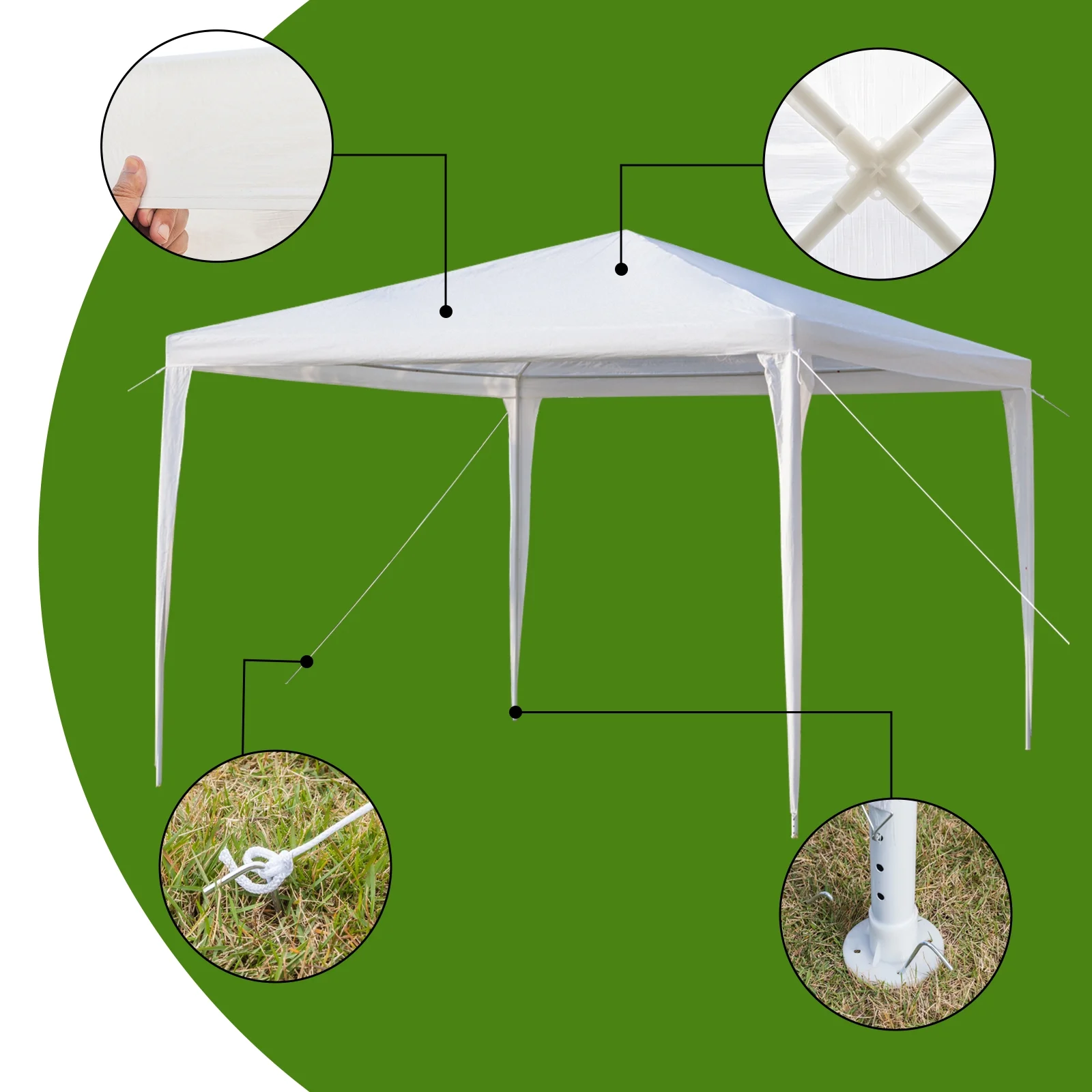 UBesGoo 10' x 10' Canopy Waterproof Party Tent Practical Outdoor Tent for Parties White - Womvr