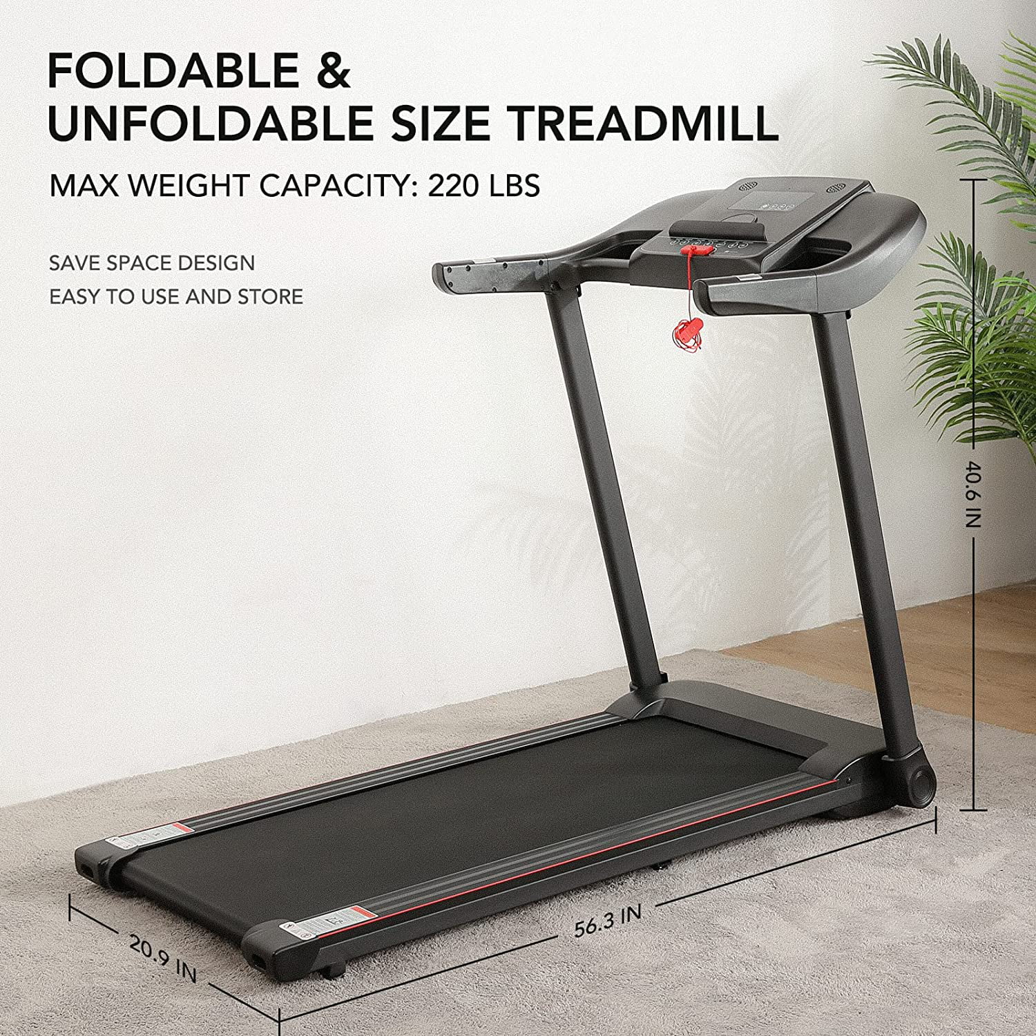 Treadmill Electric Voice Control Treadmill Running Machine Motorized with Bluetooth Connectivity 7.5 MPH for Home Use - Womvr