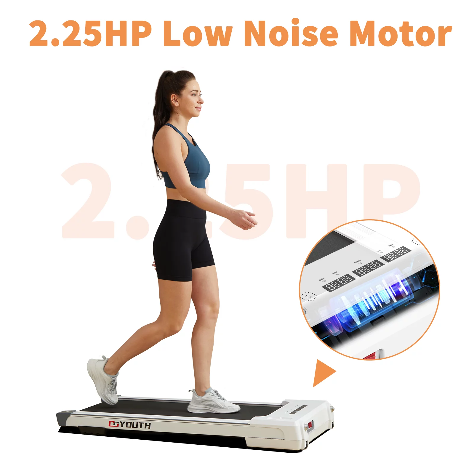 GOYOUTH Under Desk Treadmill with Remote Control, Bluetooth Speaker & LED Display Perfect for Home Gym or Office - Womvr
