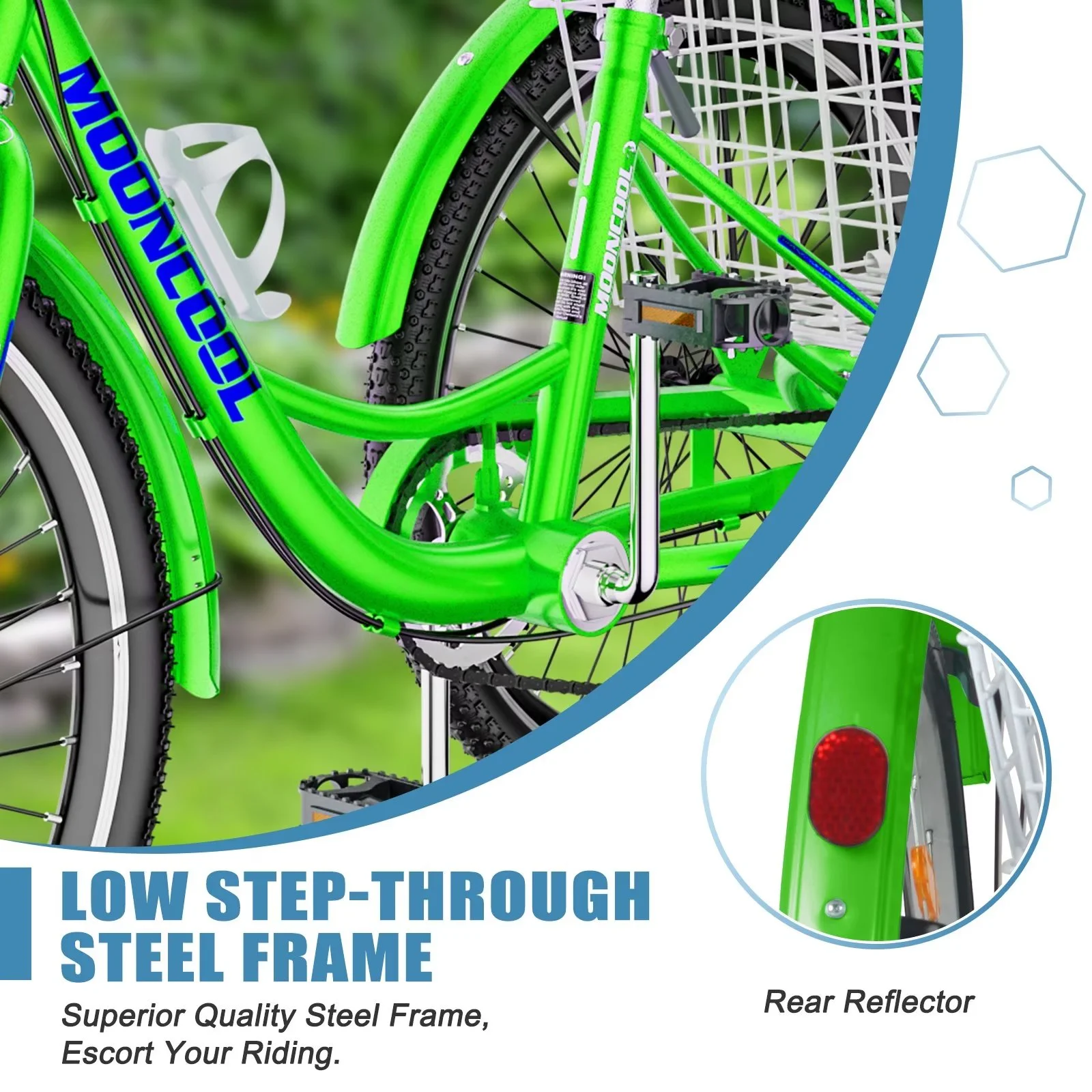 MOPHOTO Adult Tricycle 20/24/26 inch 3 Wheel Bicycle,3 Wheel Bikes for Adults,7 Speed Low Stepover Frame Tricycle with Basket/Bell,3 Wheel Bicycle for Seniors,Women,Men - Womvr