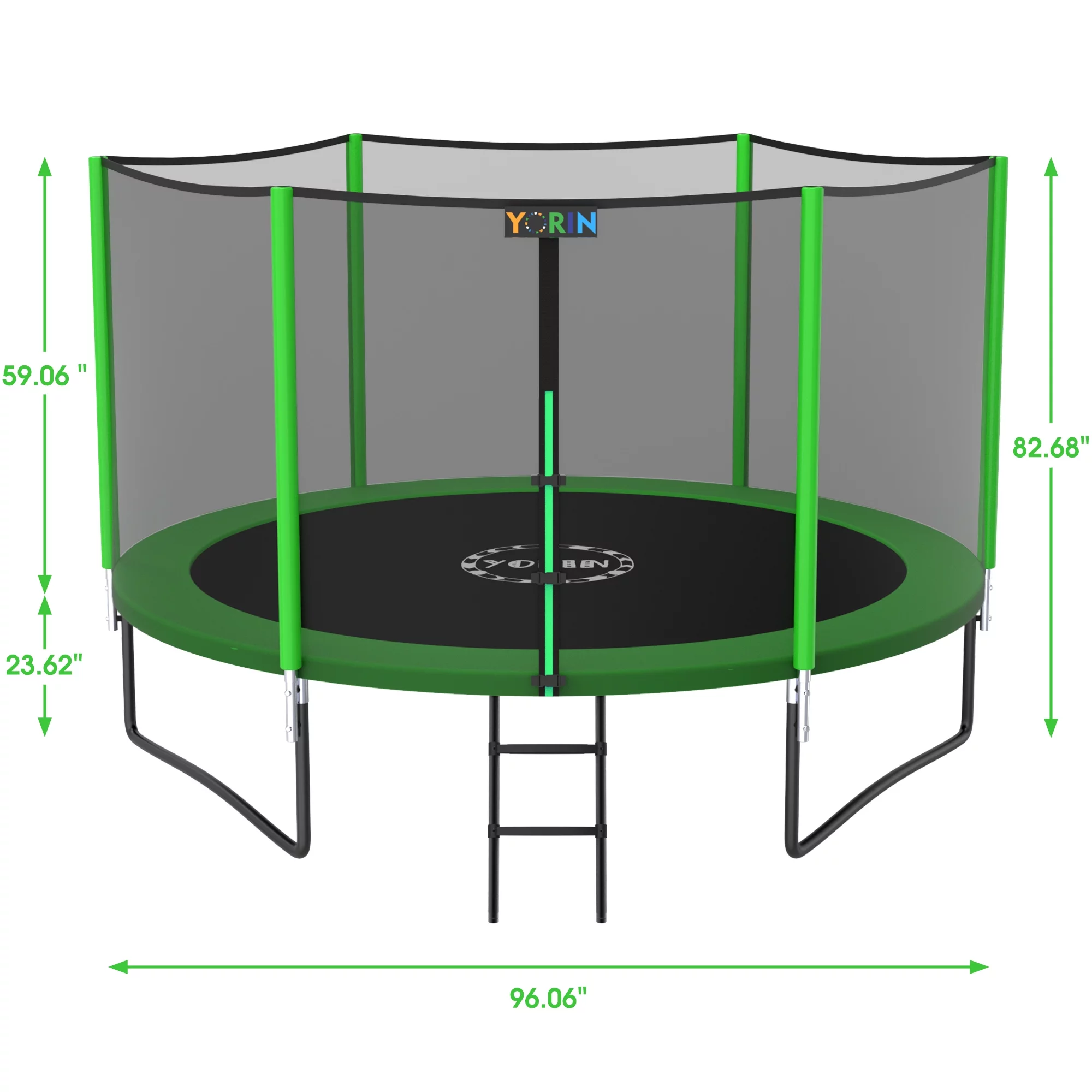 YORIN Trampoline for 2-3 Kids, 8 FT Trampoline for Adults with Enclosure Net, Ladder, Light, 800LBS Weight Capacity Outdoor Round Recreational Trampoline, Heavy Duty Trampoline - Womvr