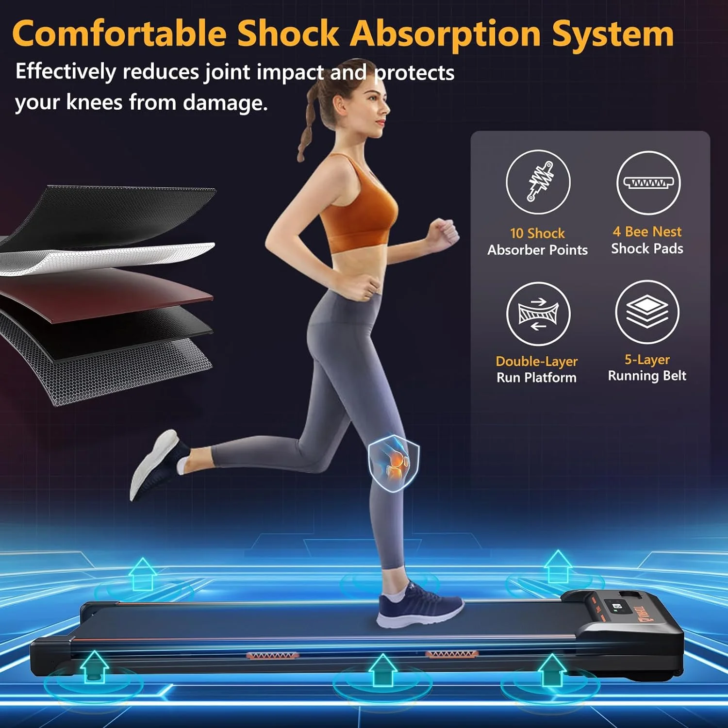 AMZFUN Under Desk Treadmill, Walking Pad 2 in 1 for Walking and Jogging (Black) - Womvr