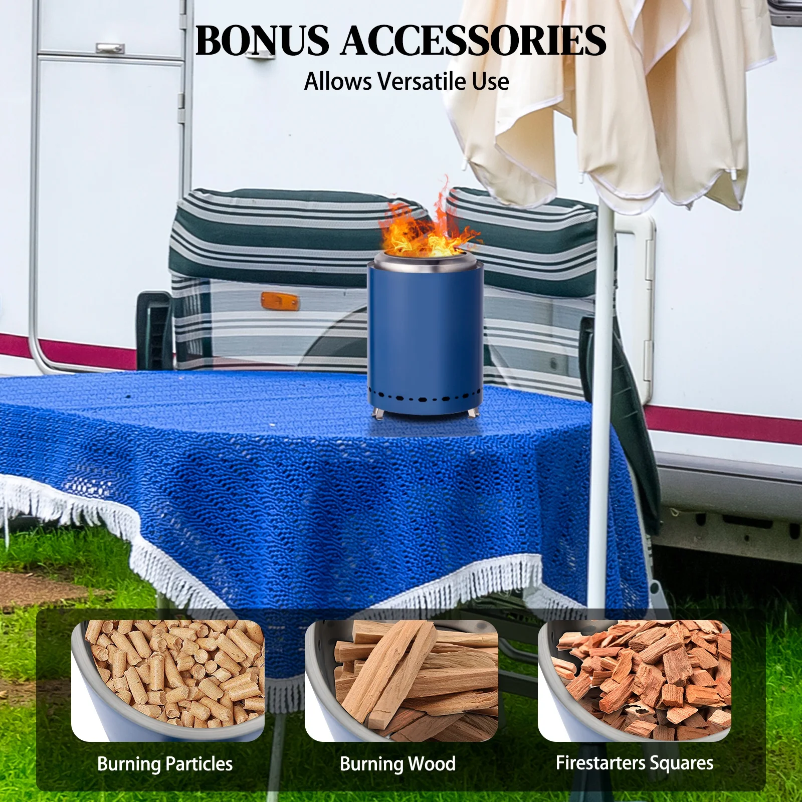 Multifunctional Fire Pit Table, Metal Fire Pit for Outside Stone Pattern, Wood Burning Outdoor Fireplace with Screen Lid/Poker for Backyard Patio Garden, 32