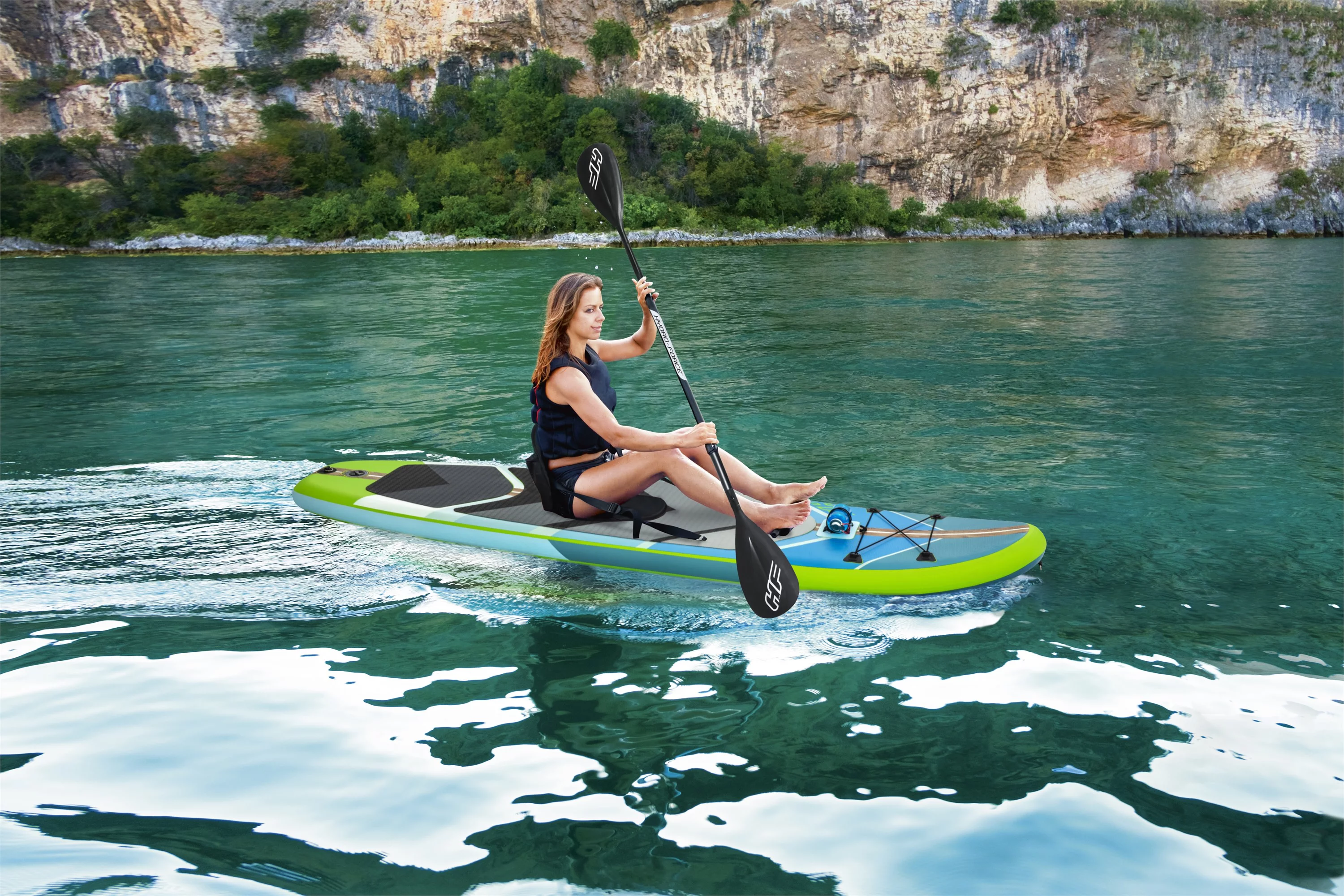 Hydro-Force Oceana Inflatable Convertible Stand-Up Paddleboard and Kayak Set 10' - Womvr