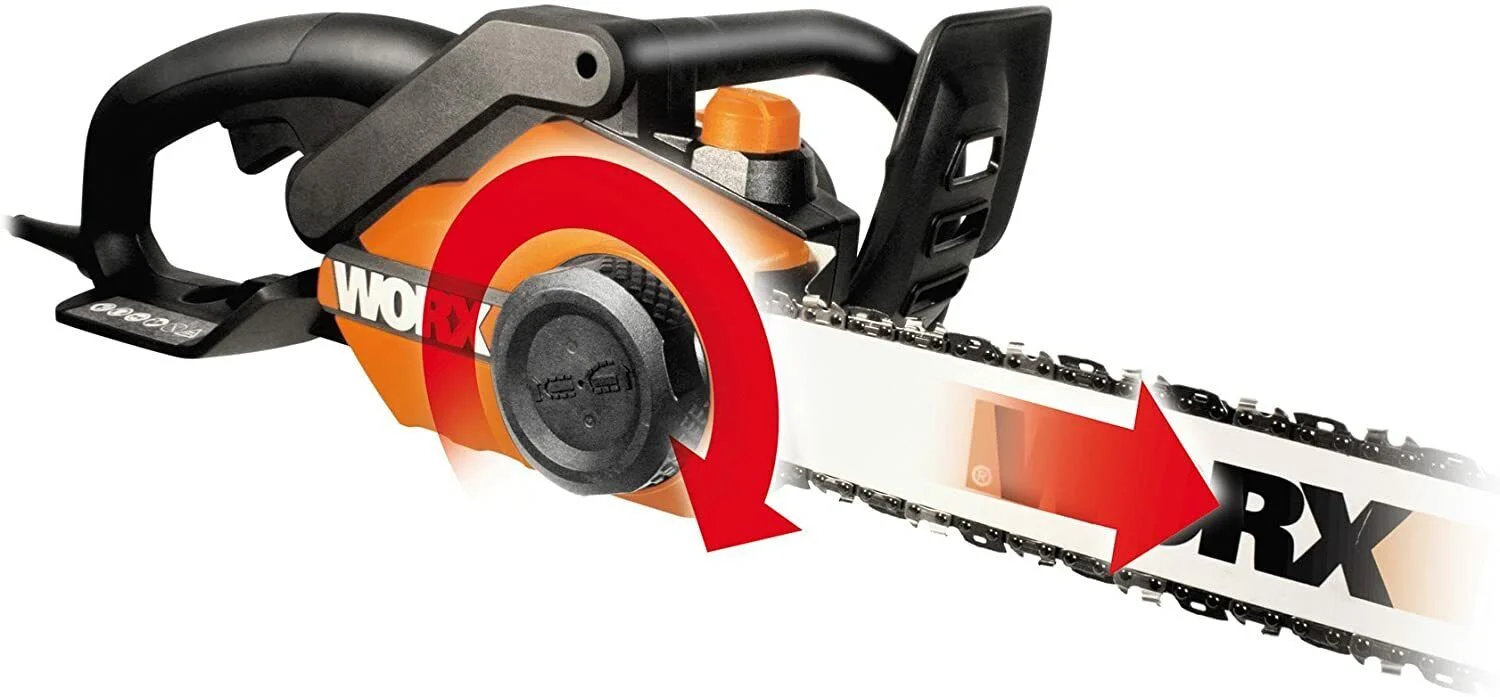 Worx WG304.2 18in 15 Amp Electric Chainsaw with Auto-Tension, Chain Brake - Womvr