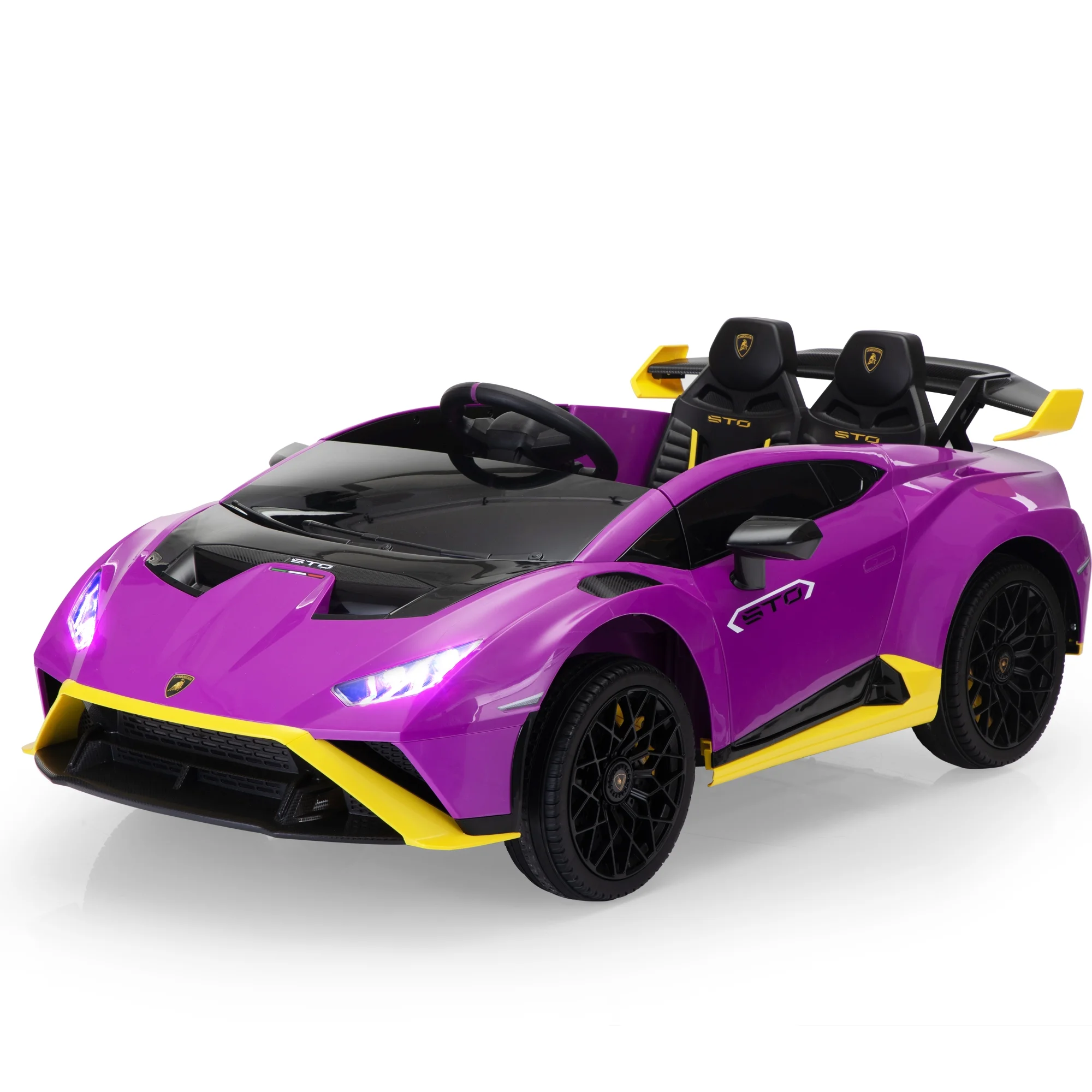 TOBBI 24V Lamborghini STO Licensed Kids Ride on Drift Car Gray Electric Car W/Remote Control LED Lights, up to 10 mph - Womvr