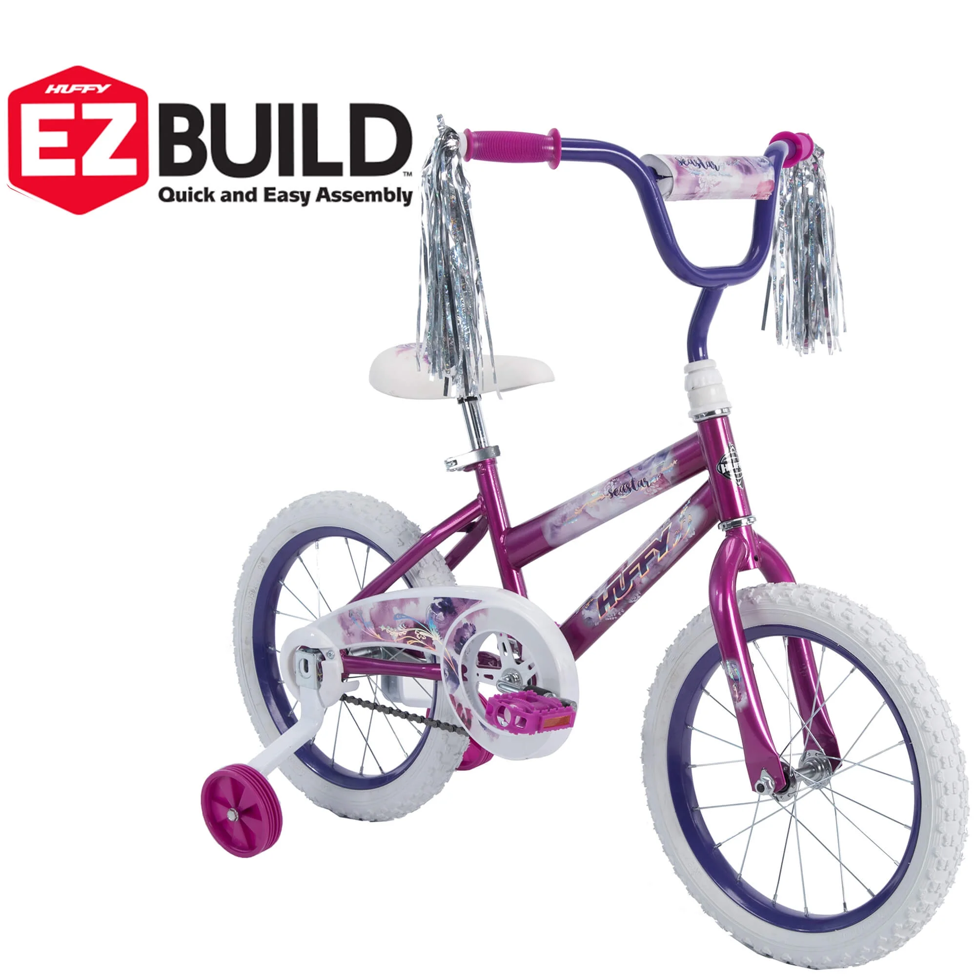 Huffy 16 in. Sea Star Kids Bike for Girls Ages 4 and up, Child, Metallic Purple - Womvr