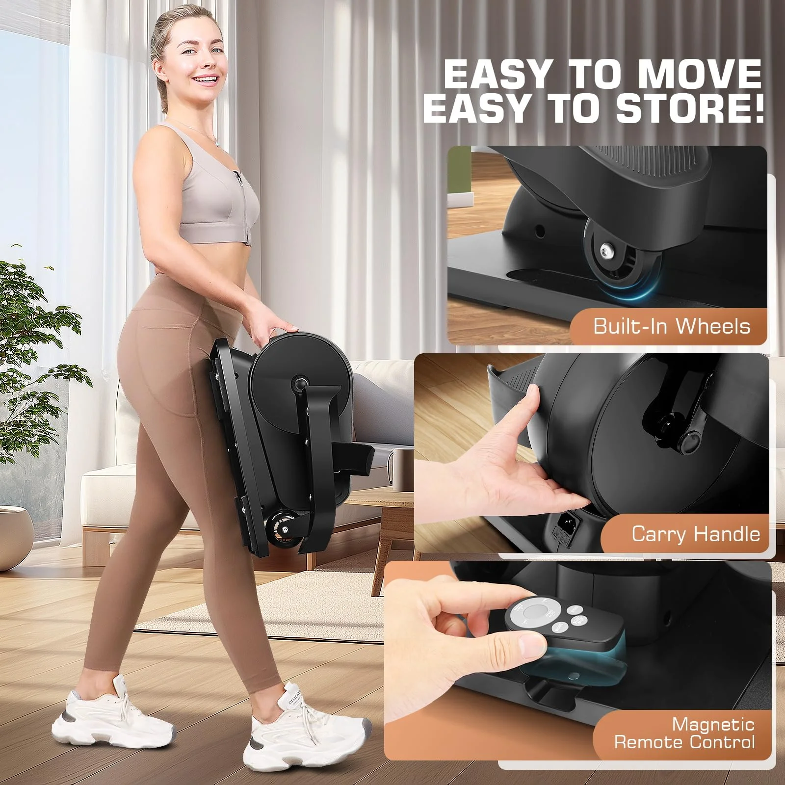 FUNMILY Under Desk Elliptical, 2 in 1 Seated Leg Exerciser for Seniors and Adults, Mini Elliptical with Display and Remote Control for Home Office Use - Womvr