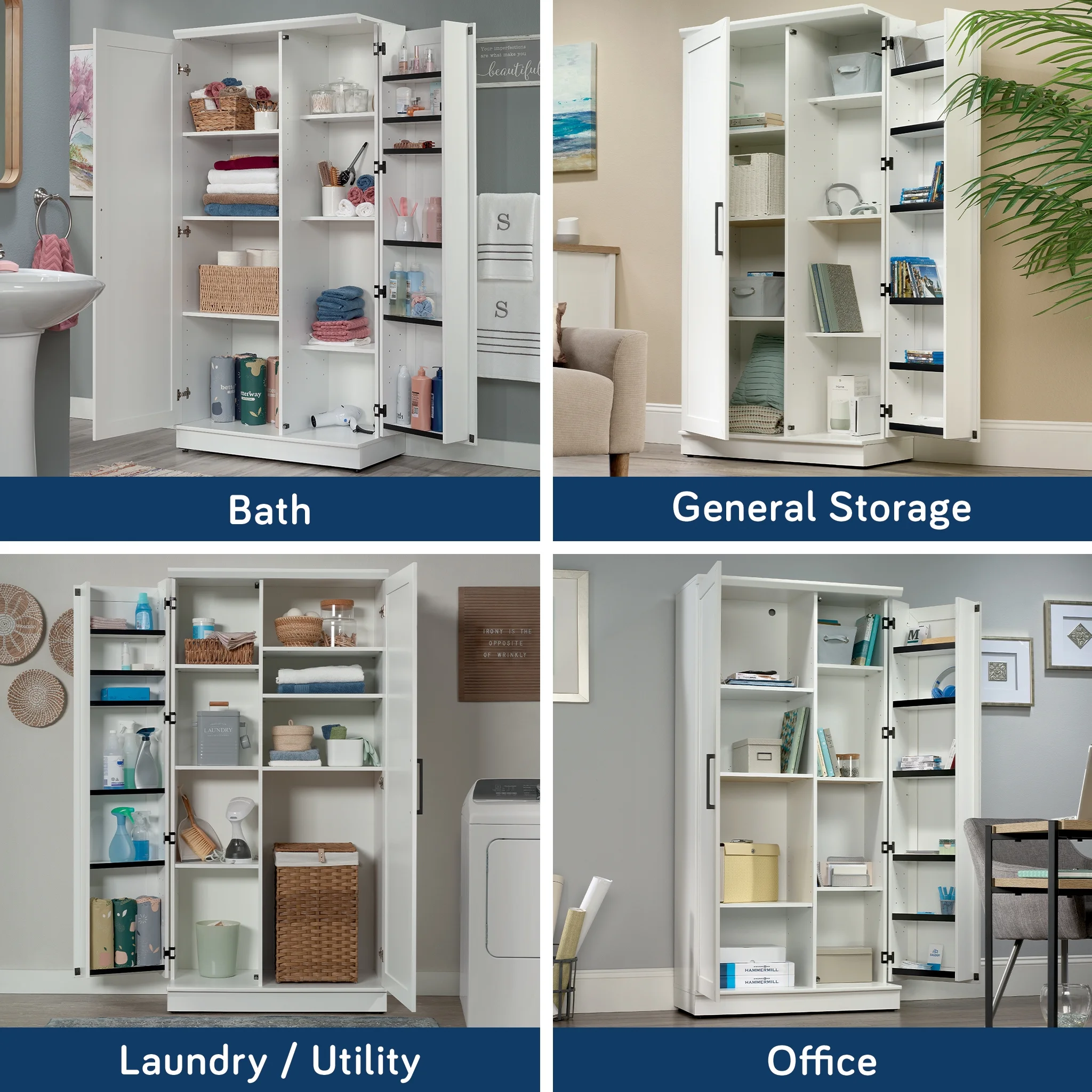 Sauder HomePlus Storage Cabinet, Soft White Finish - Womvr