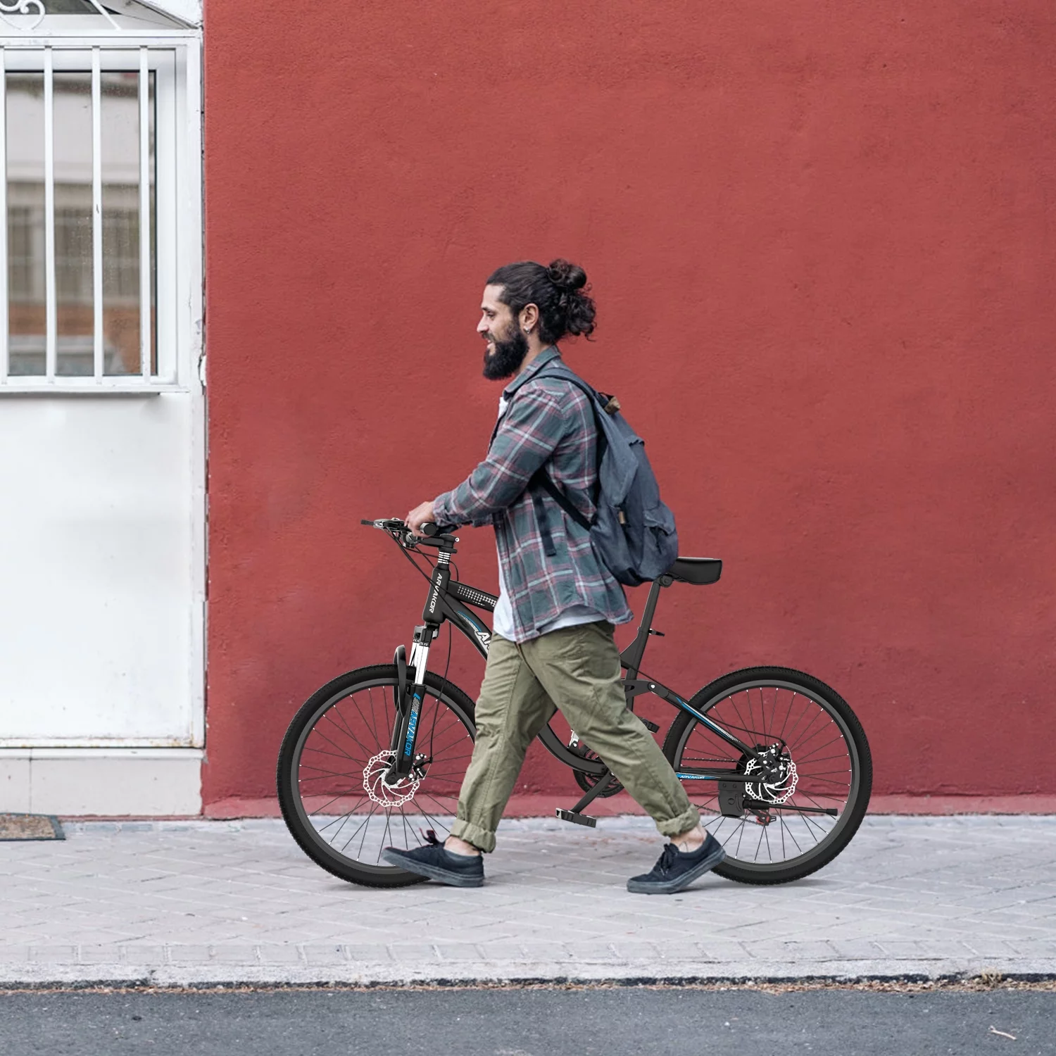 ARVAKOR 26'' Mountain Bikes for Men, 21 Speeds, Double Disc Brake, Gray - Womvr