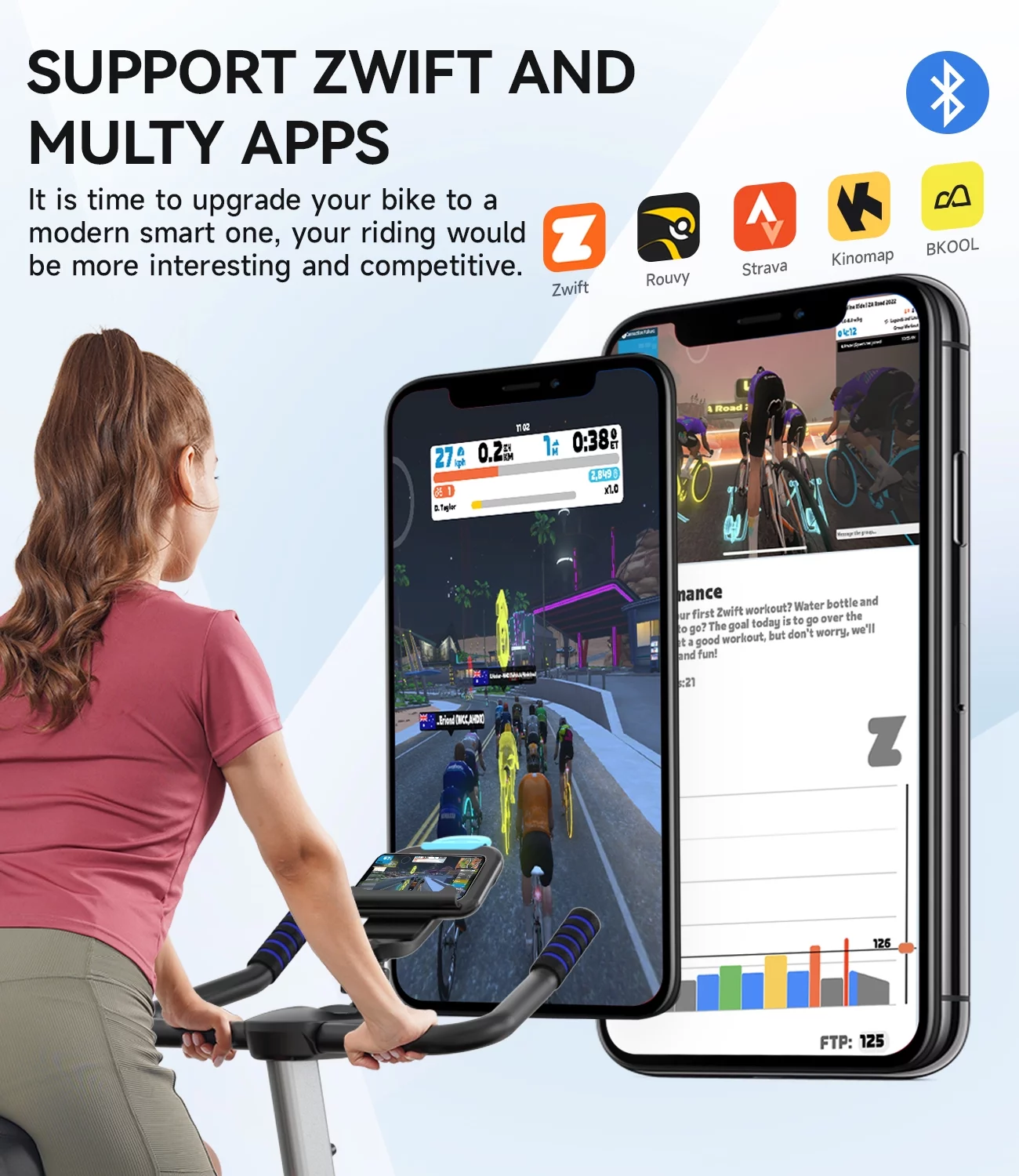 Pooboo Bluetooth Magnetic Exercise Bike Indoor Cycling Bike Stationary with Heavy-duty Flywheel for Home Cardio Workout 350Lbs - Womvr