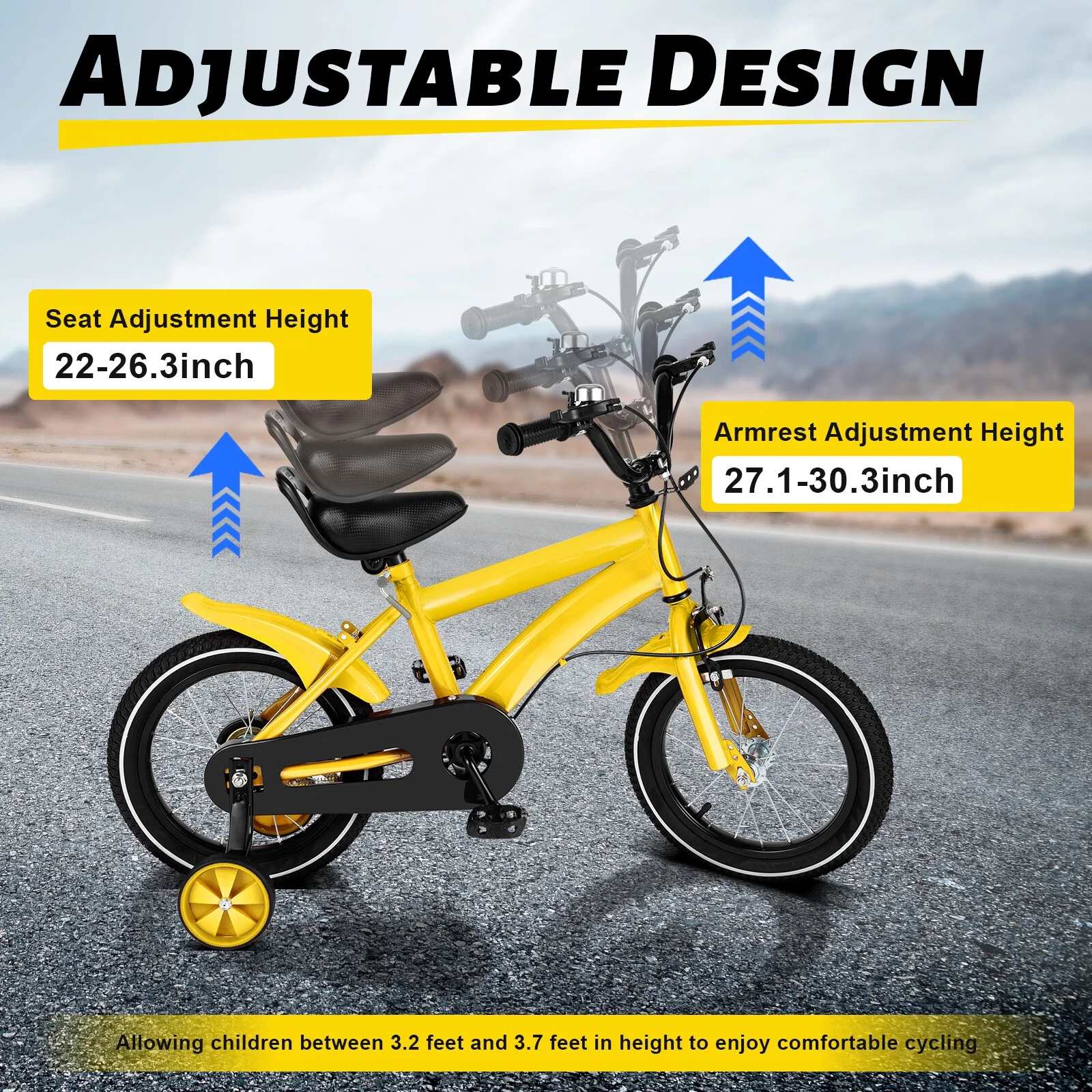 Aiqidi 14 Inch Kids Bike Boys Girls Safe Bicycle Adjustable Seat Height Children Bicycle with Training Wheels and Mudguards, Red - Womvr