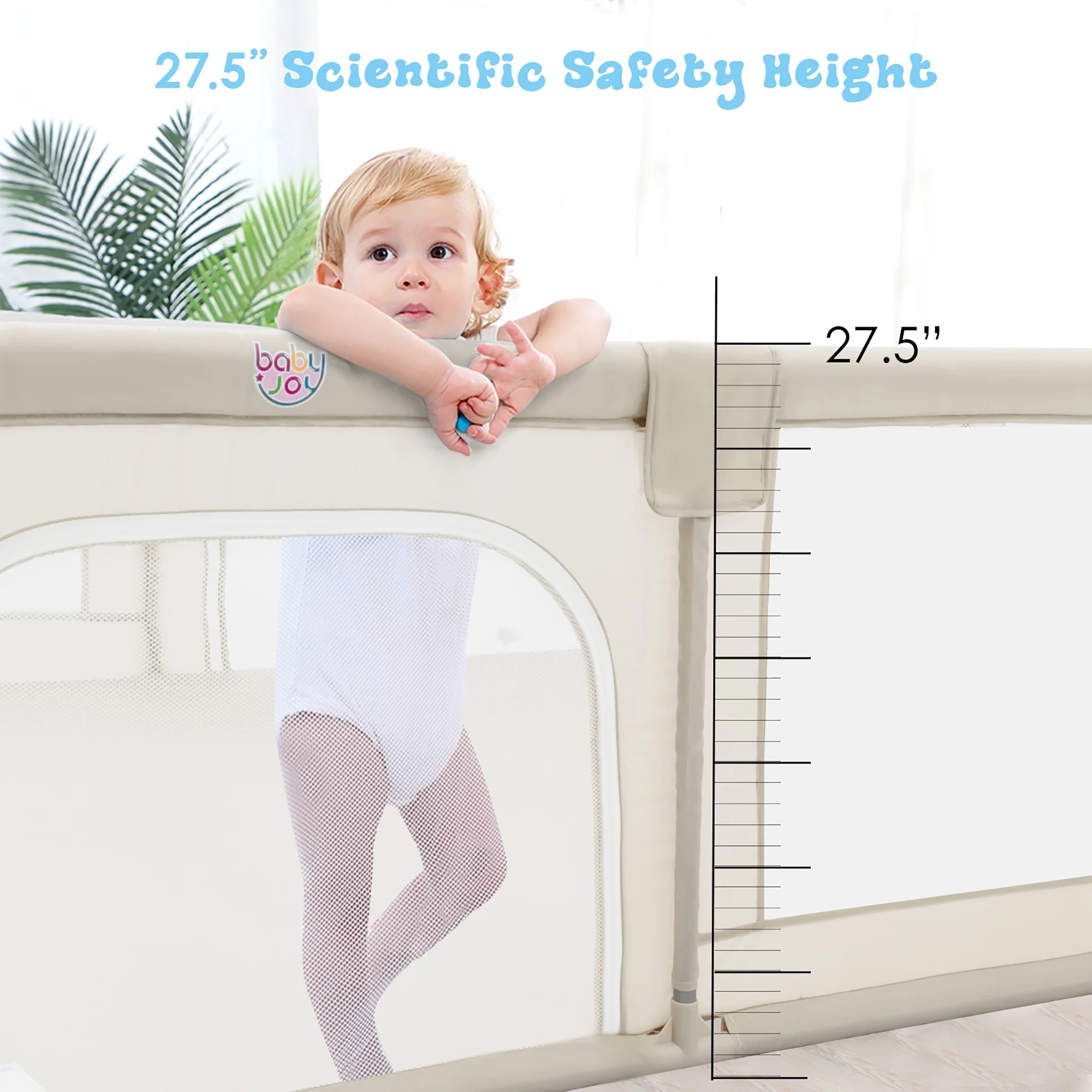 Babyjoy Playpen Extra Large Unisex Kids Baby Activity Center Safety Play Yard with Gate Gray - Womvr