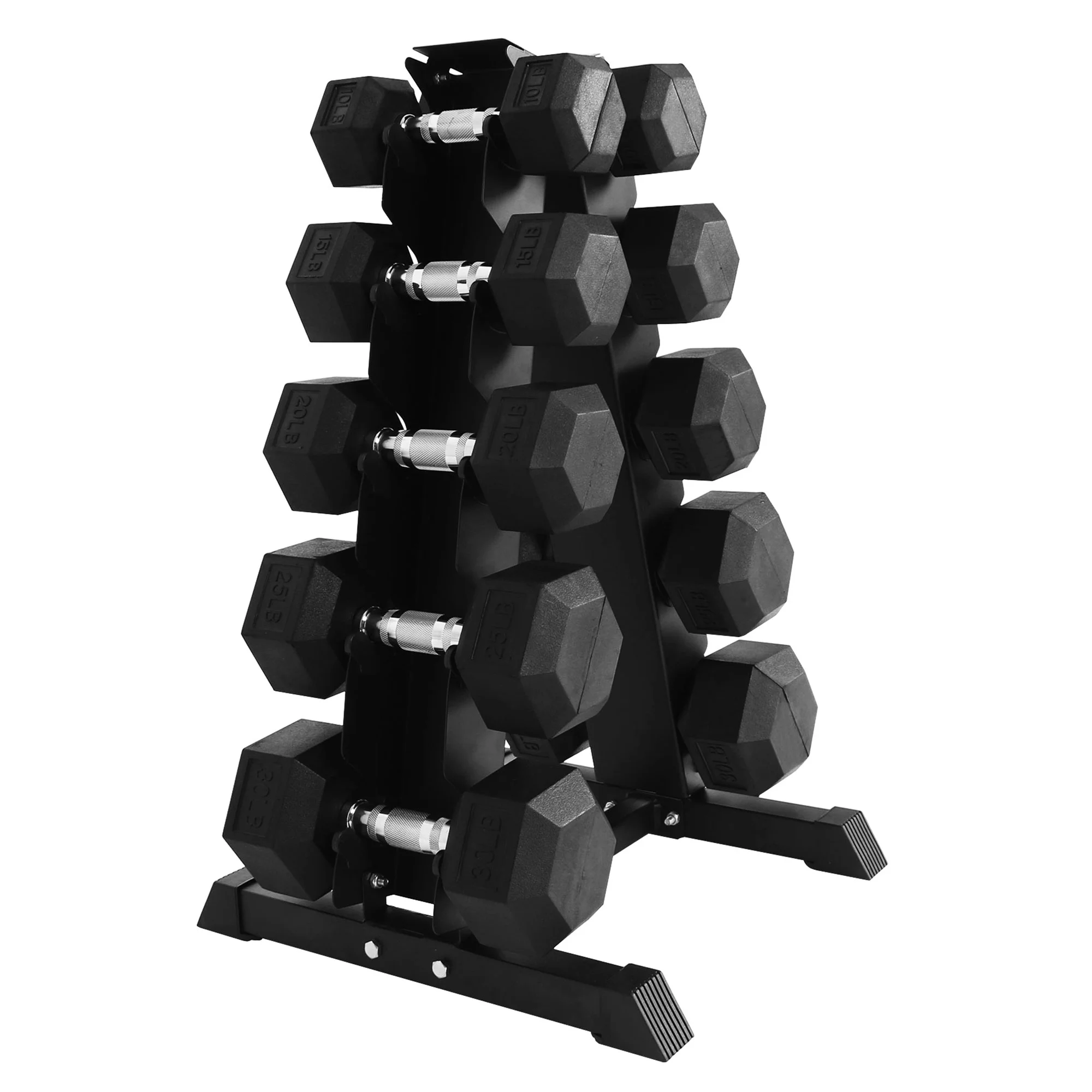 BalanceFrom Signature Alloy Steel 200 lb Rubber Encased Hex Dumbbell Set - Womvr