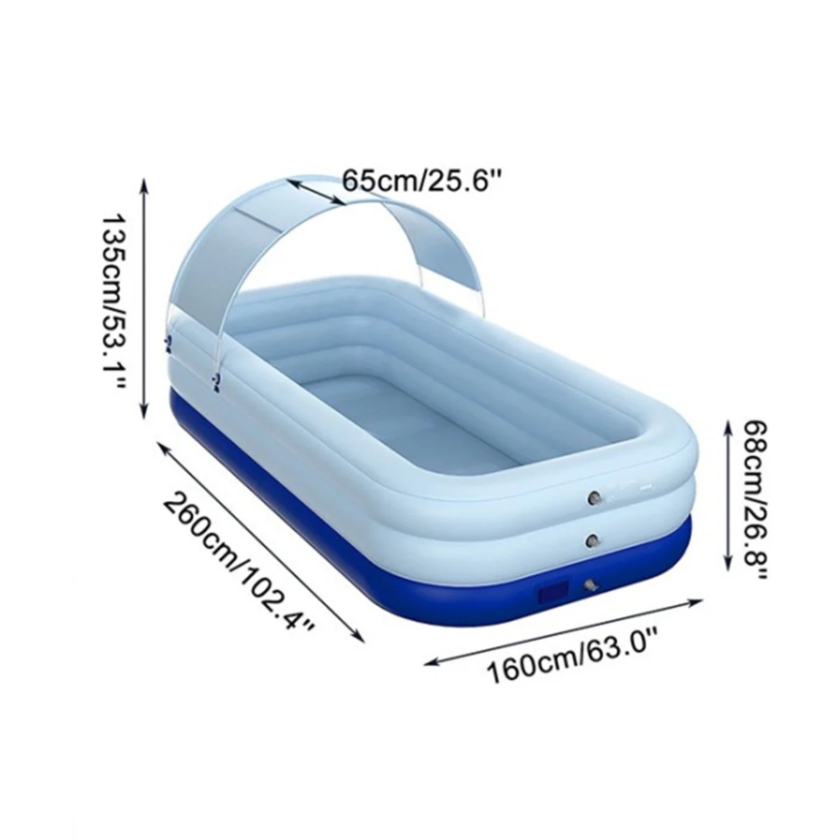 Automatic Inflatable Pool, Large Size Family Swimming Pool with Awning ,3 Sizes,One-button inflation Swim Pool for Outdoor Backyard Garden Water Party - Womvr
