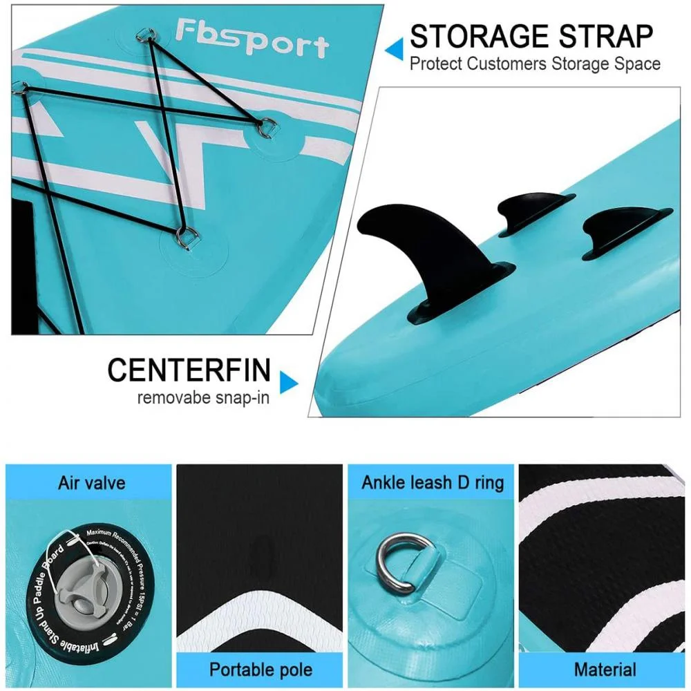 Fbsport 11ft Inflatable Paddle Board SUP, 6'' Thick W/Paddling Fins Pump & Accessories Pack, Green - Womvr