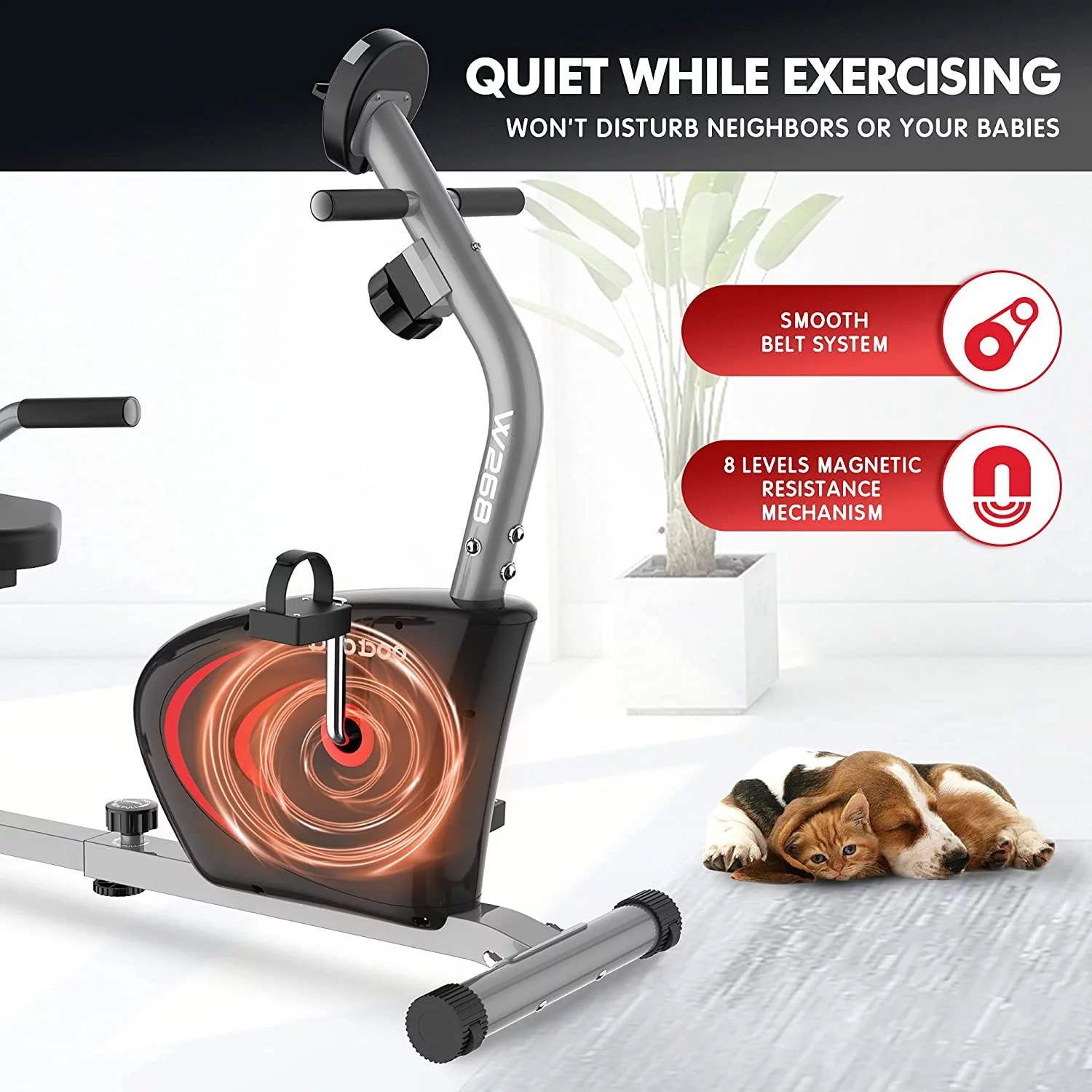 Cycool Workout Home Cycling Magnetic Recumbent Exercise Bike Fitness Cardio Elliptical Indoor Cycling Bike 330lbs Blue - Womvr