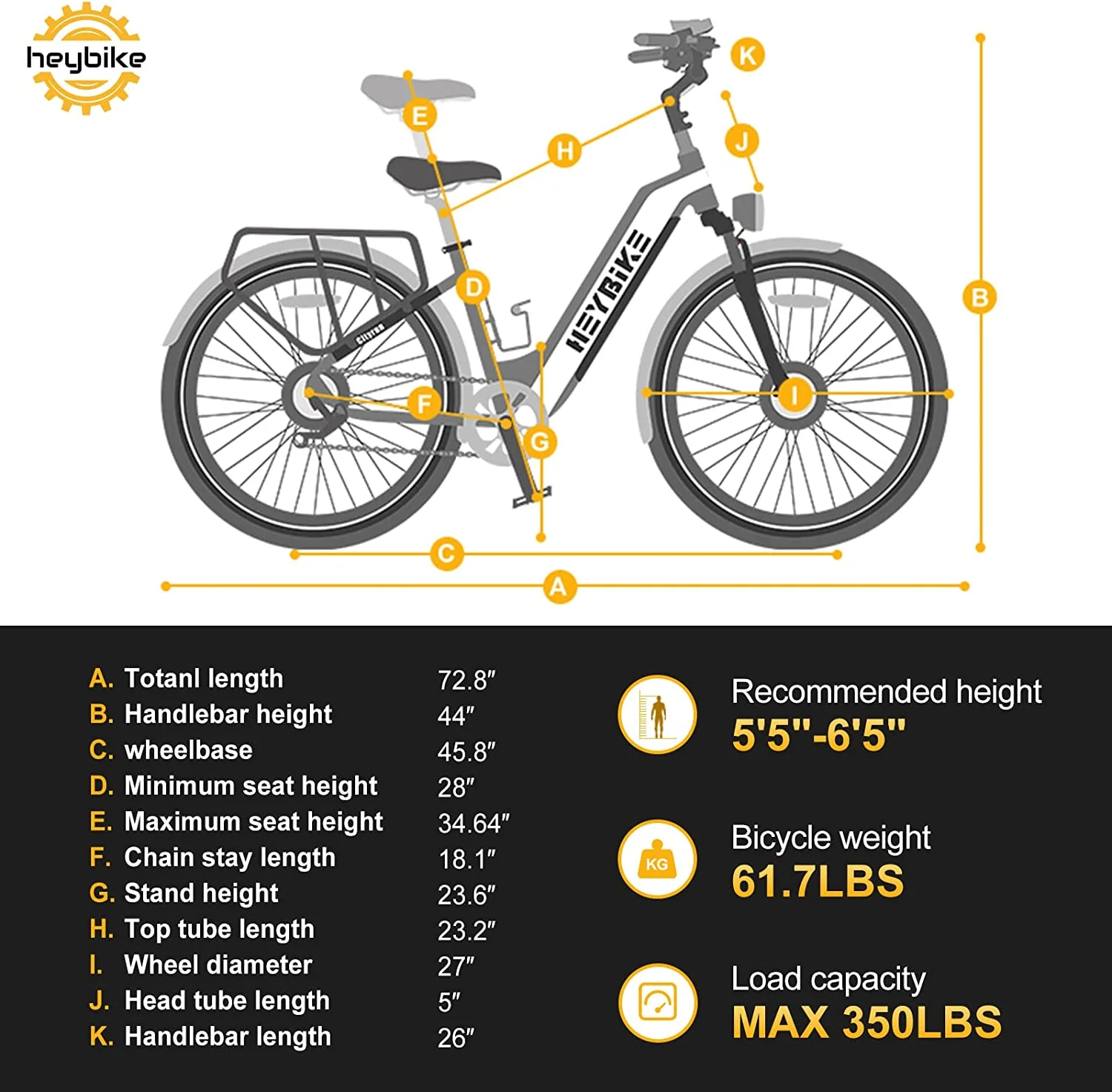 Heybike Cityrun 500W Electric Bike for Adults, 26