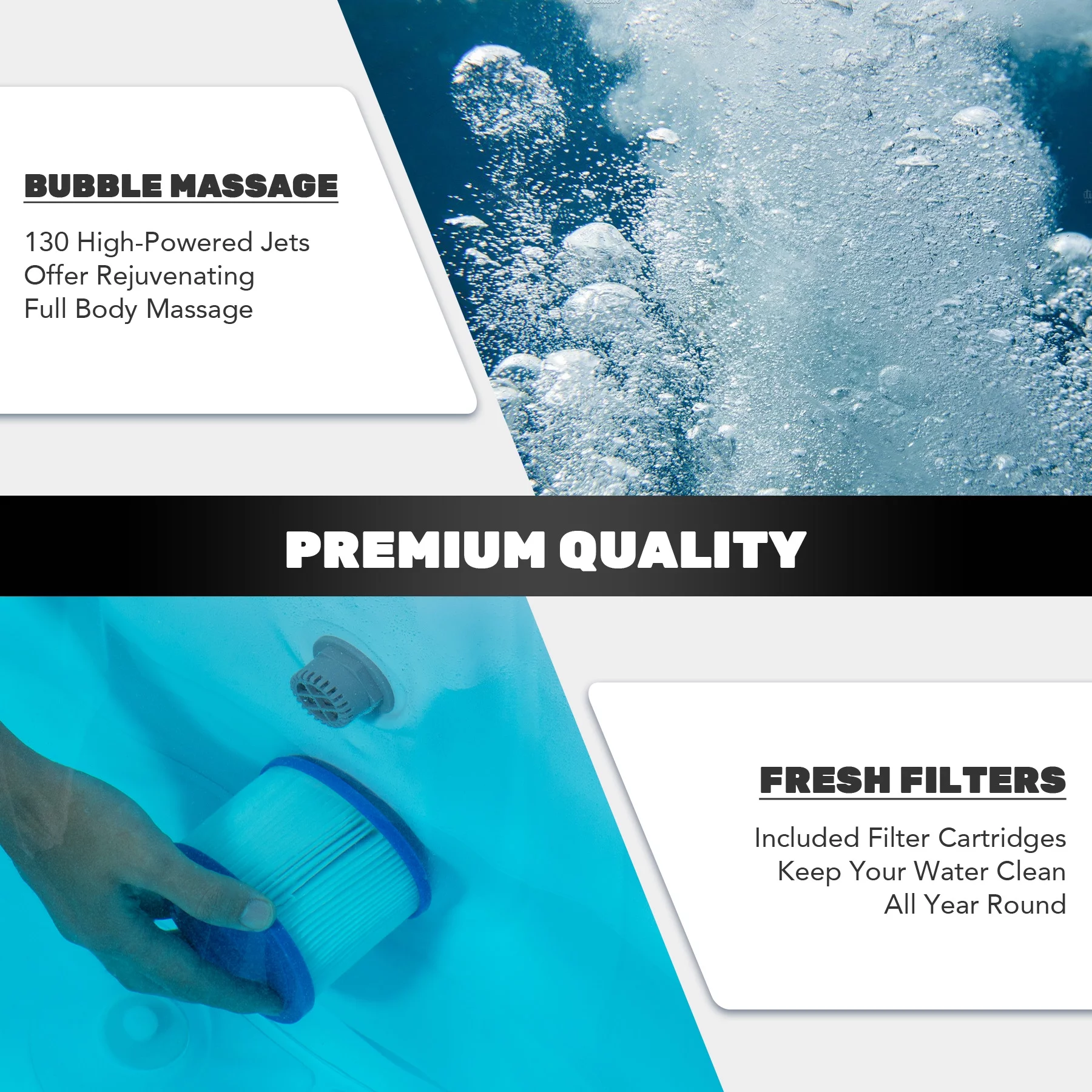 CO-Z 6 Person 7ft Inflatable Hot Tub Pool with Massage Jets and All Accessories Gray - Womvr