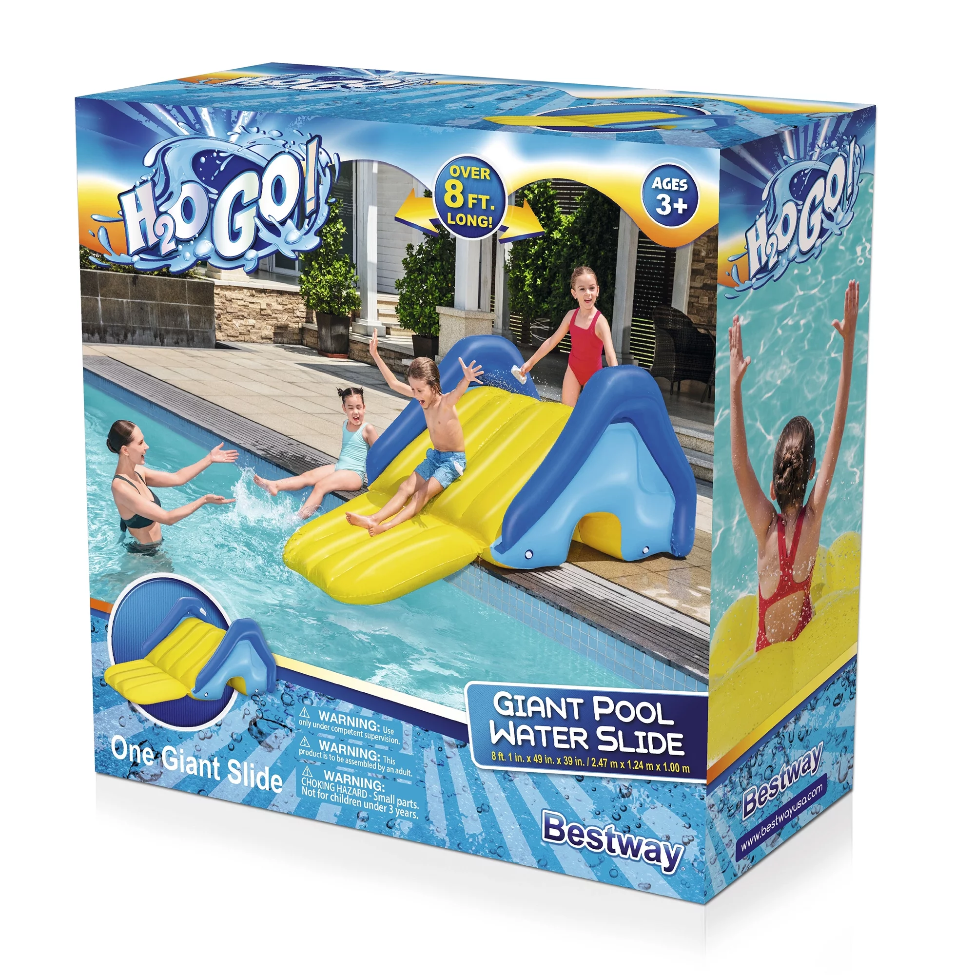 Bestway H2OGO! Giant Inflatable Outdoor Pool Water Slide with Built-In Sprinkler - Womvr