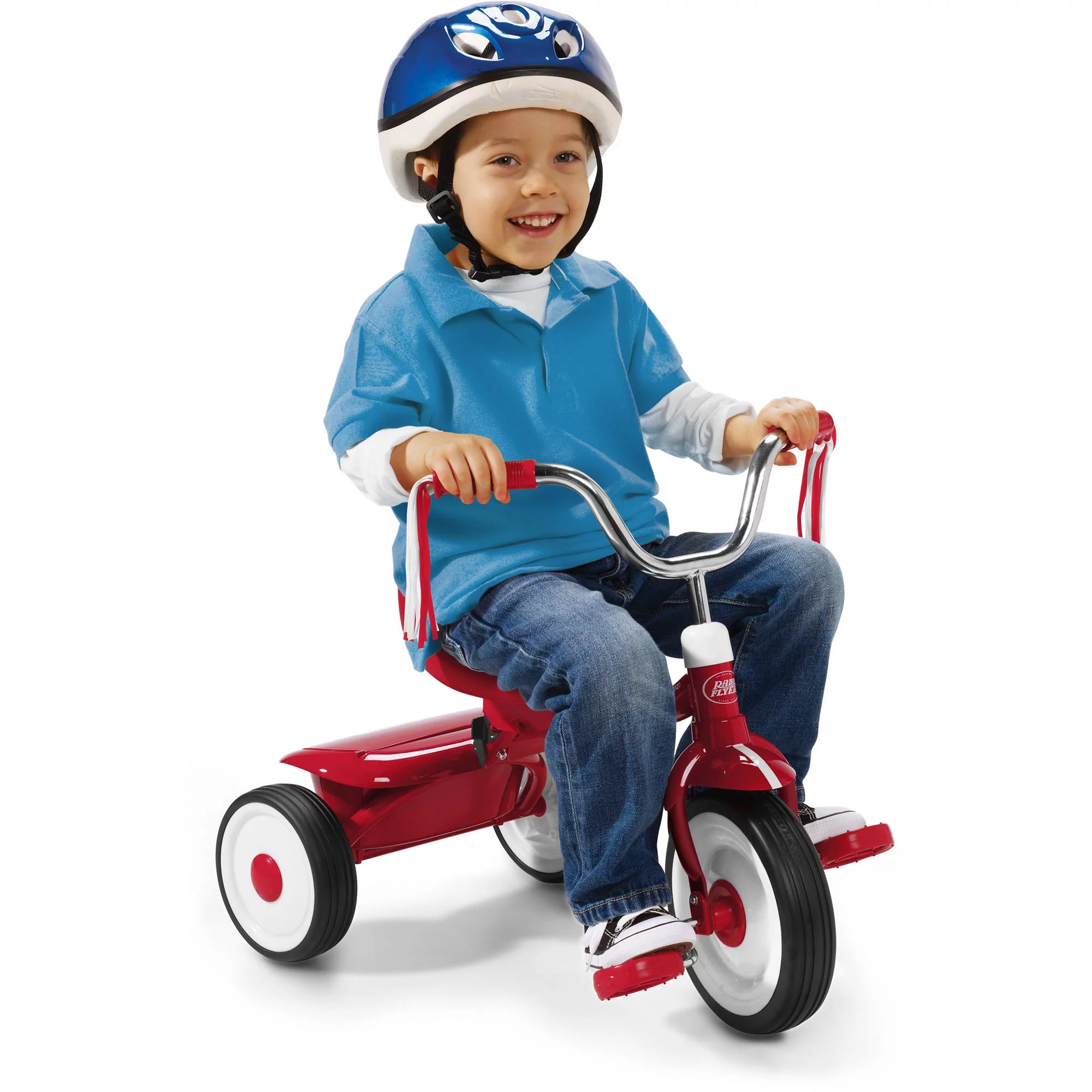 Radio Flyer Ready to Ride Folding Trike Fully Assembled, Red, Boys and Girls Toddler Tricycle - Womvr