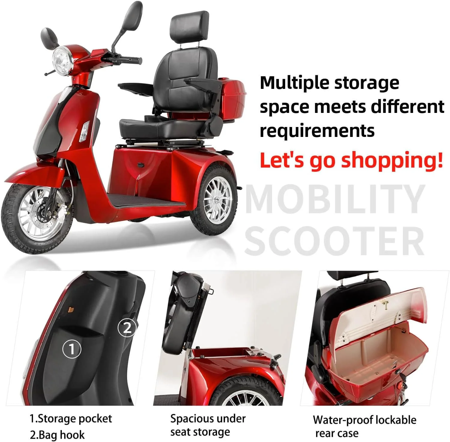 Mobile scooter Medical electric wheelchair equipment adjustable seat - Womvr