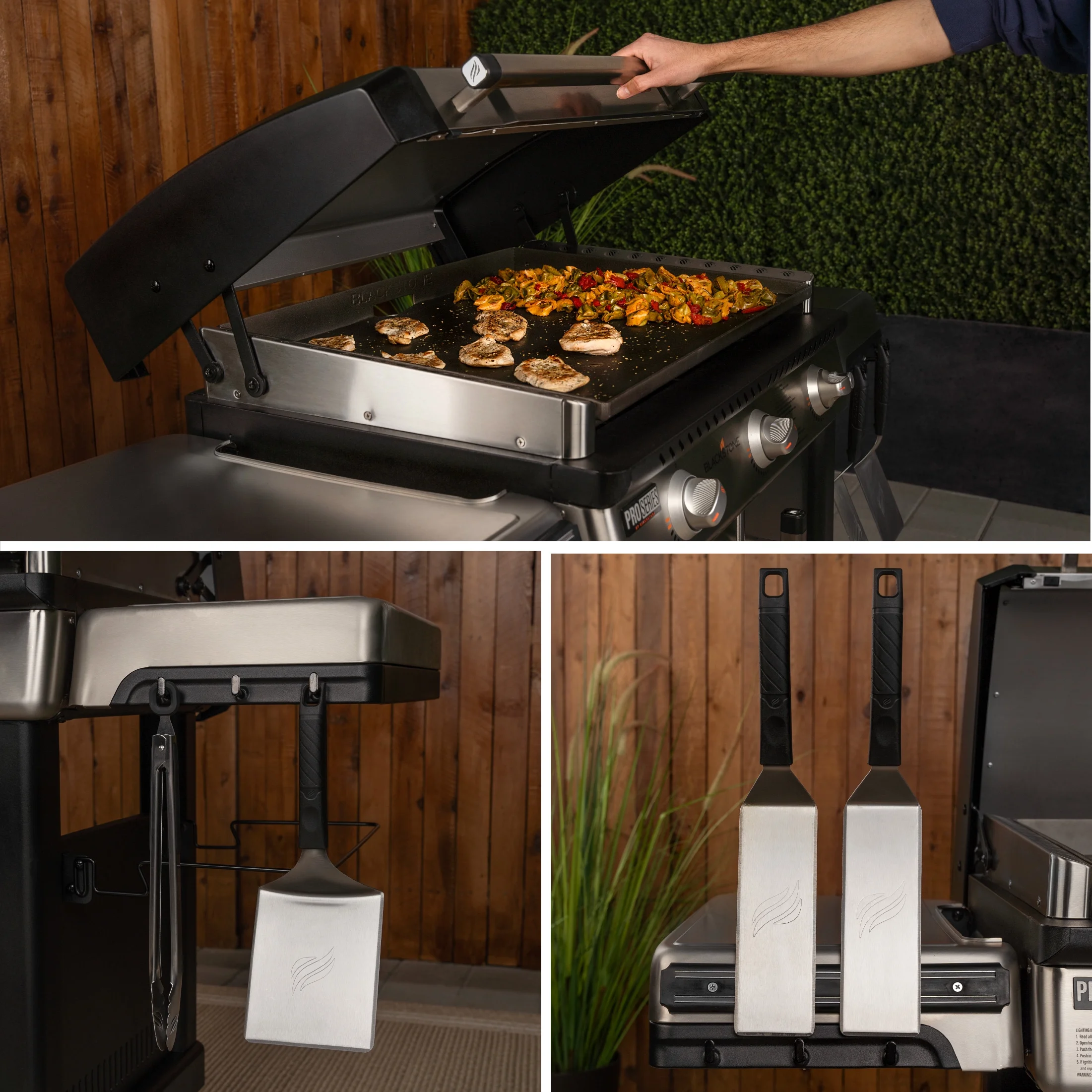 Blackstone ProSeries 3-Burner 28” XL Propane Griddle with Stainless Steel Cabinet and Hood - Womvr