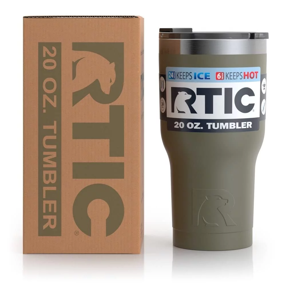 RTIC 30 OZ Insulated Tumbler Stainless Steel Coffee Travel Mug with Lid, Spill Proof, Hot Beverage and Cold, Portable Thermal Cup for Car, Camping, Deep Harbor - Womvr
