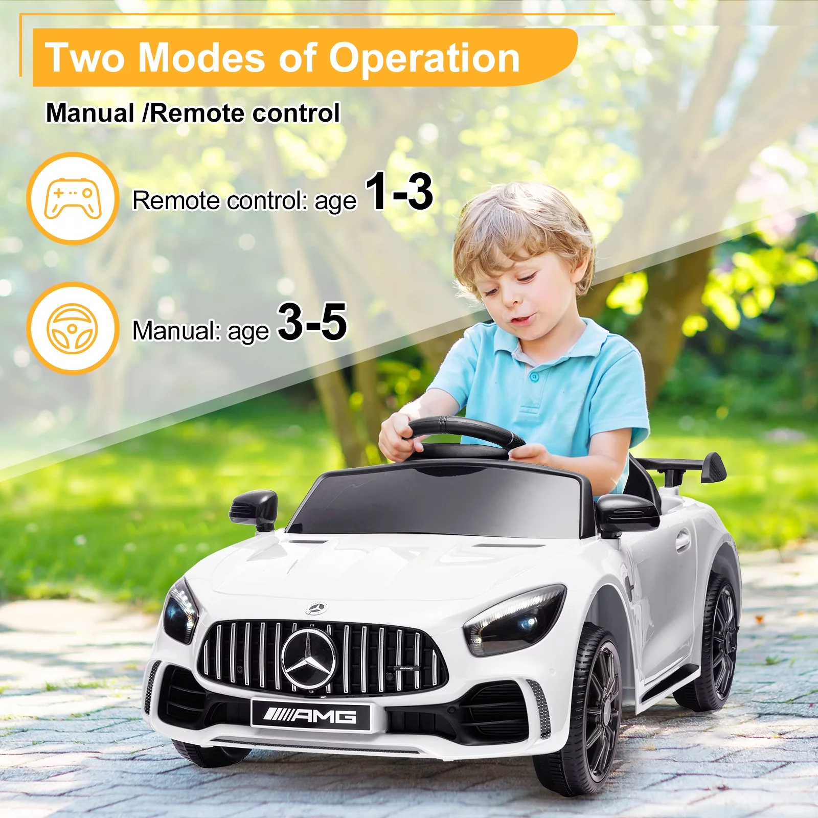 12V Ride on Car for Girls and Boys Licensed Mercedes Benz Electric Vehicle, MP3, Bluetooth, Ride On Toy for 3-5 Years Old, Red - Womvr