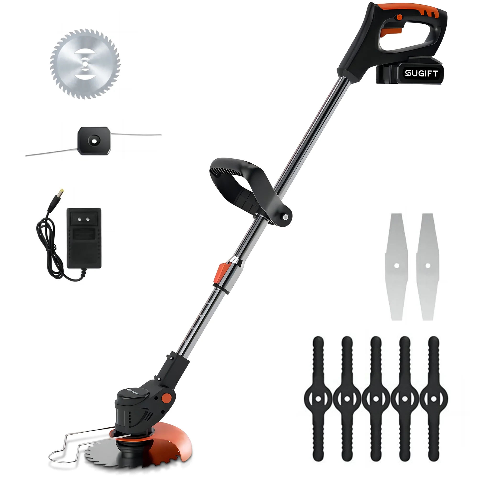 SUGIFT 21V Cordless String Trimmer & Edger with 1.5 Ah Battery and Charger - Womvr