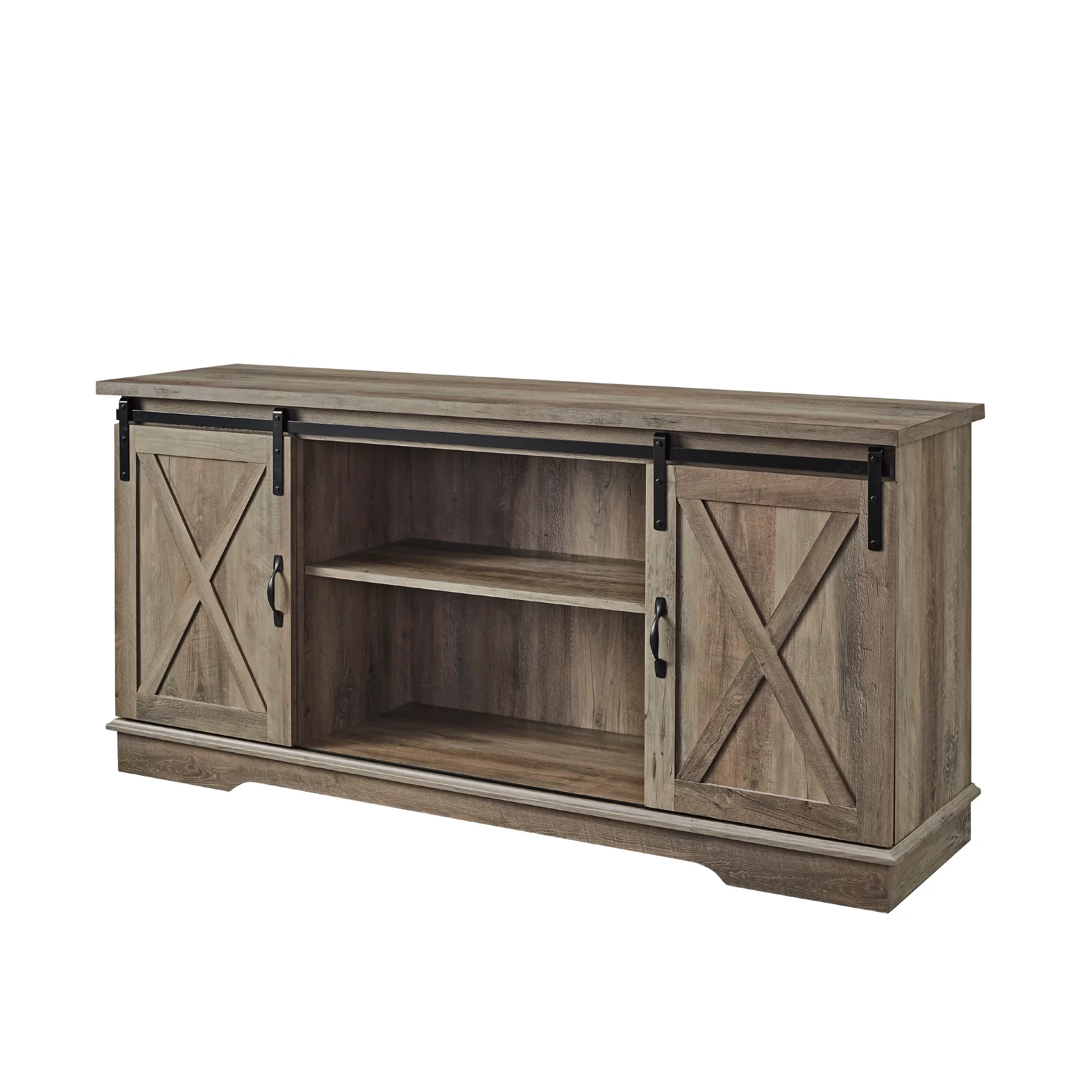 Woven Paths Farmhouse Sliding Barn Door TV Stand for TVs up to 65