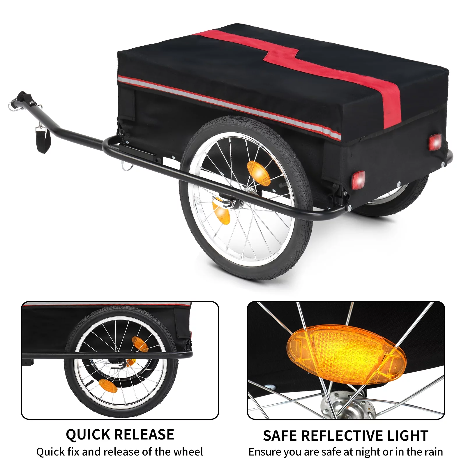Ktaxon Bike Cargo Trailer with Removable Cover, Bicycle Wagon Trailer with 16