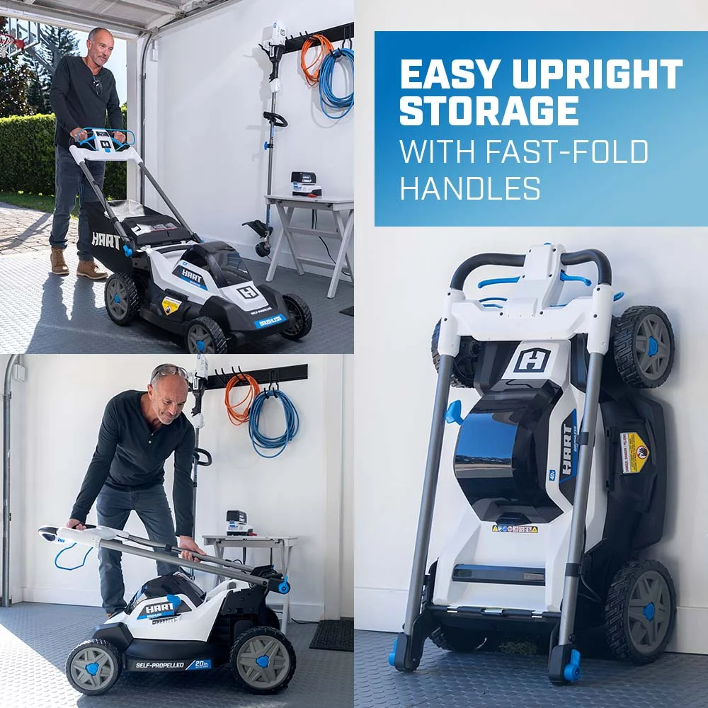 HART 40-Volt 20-inch Self-Propelled Battery-Powered Brushless Mower Kit, (1) 6.0Ah Lithium-Ion Battery - Womvr