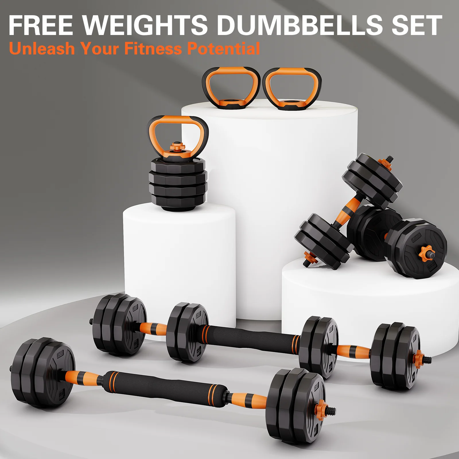 GIKPAL 66lb 6-in-1 Adjustable Dumbbells Set Free Weight Set with Connector Used as Barbell, Kettlebells, Push up Stand, Fitness Exercises for Home Gym Suitable Men/Women - Womvr