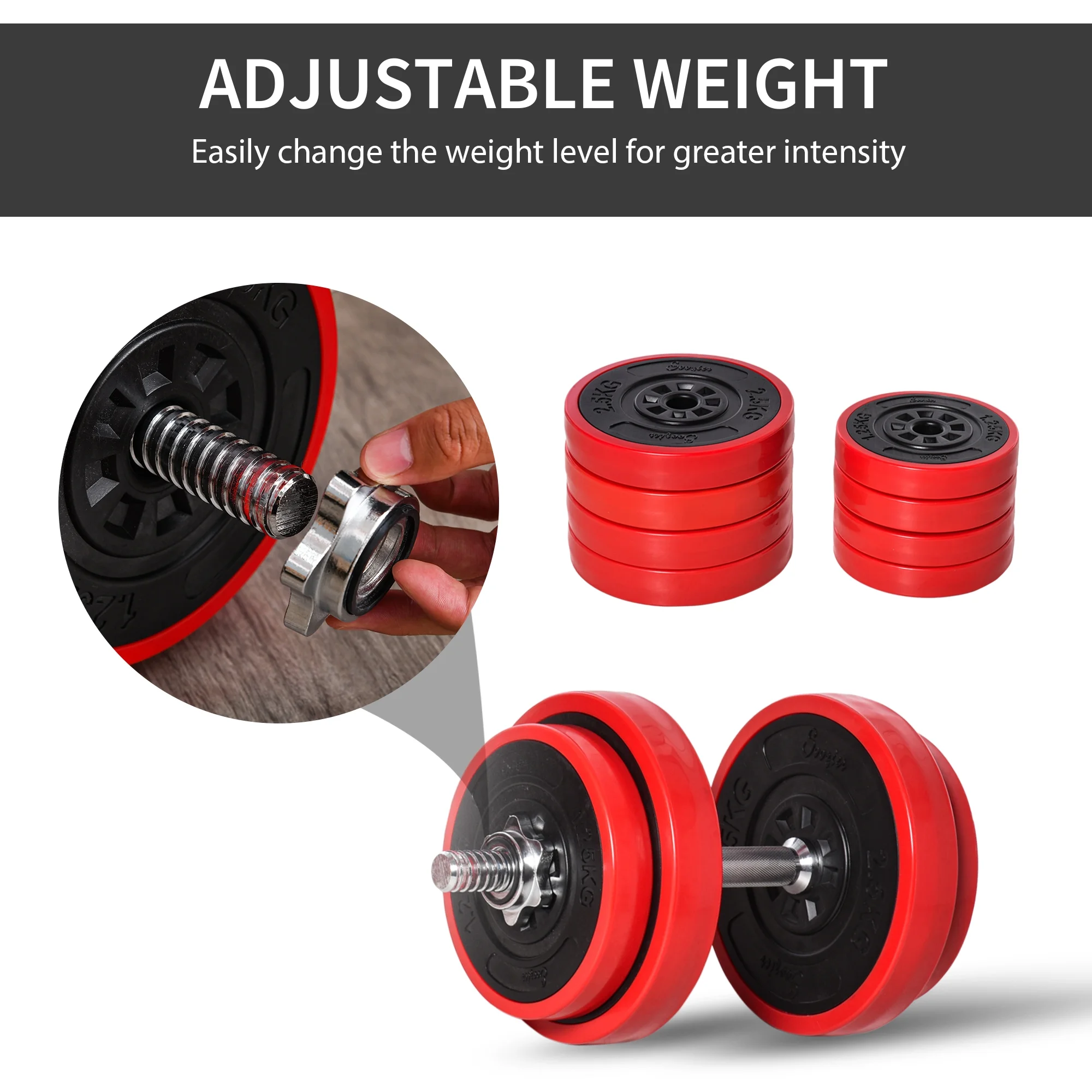 Soozier Barbell Dumbbells 2-in-1 Combo Free Weight Set, 44 lbs. - Womvr