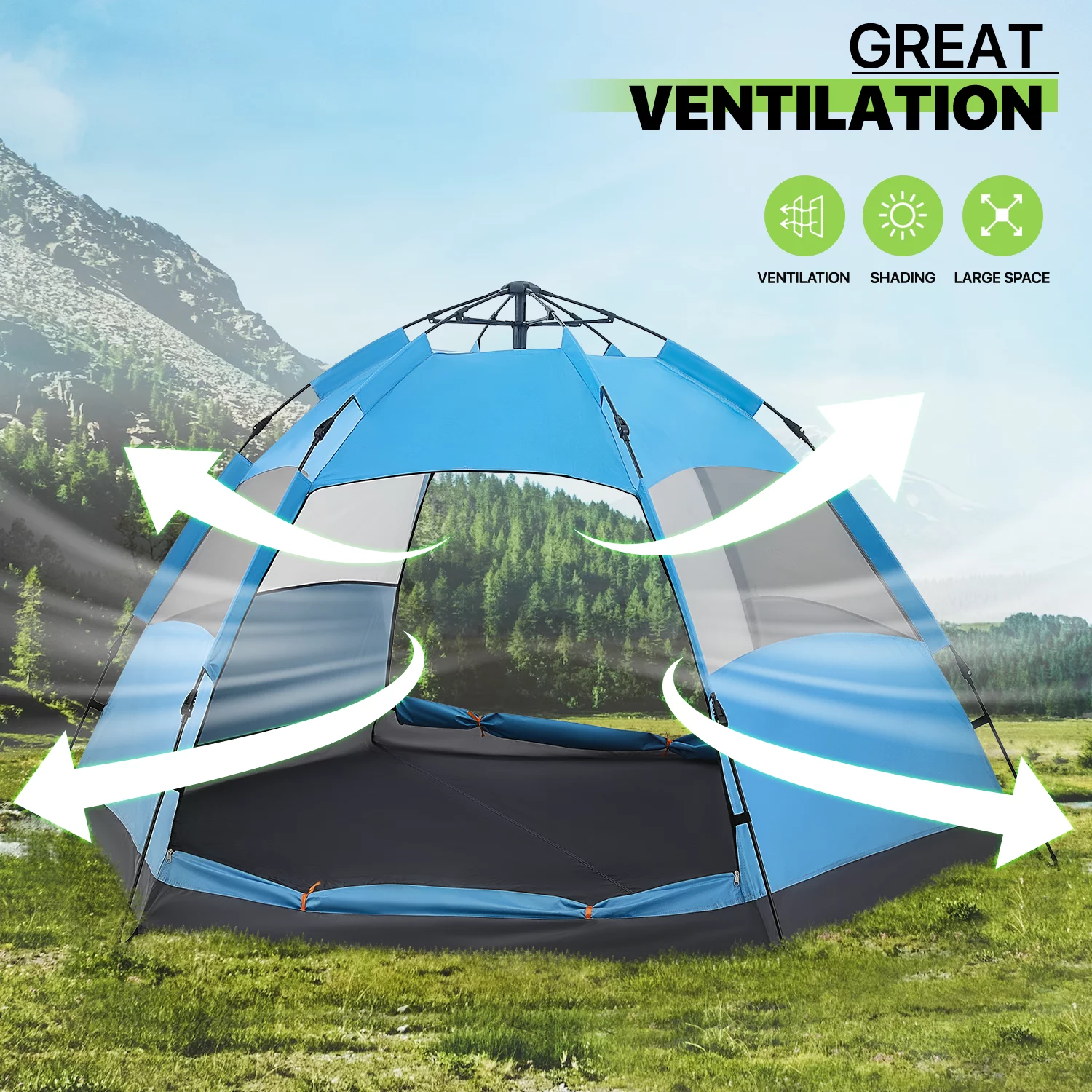 Magshion Large Camping Tents 4 Person Family Backpacking Tent Double Layer Outdoor Instant Set Up Tent with Carry Bag, Green - Womvr