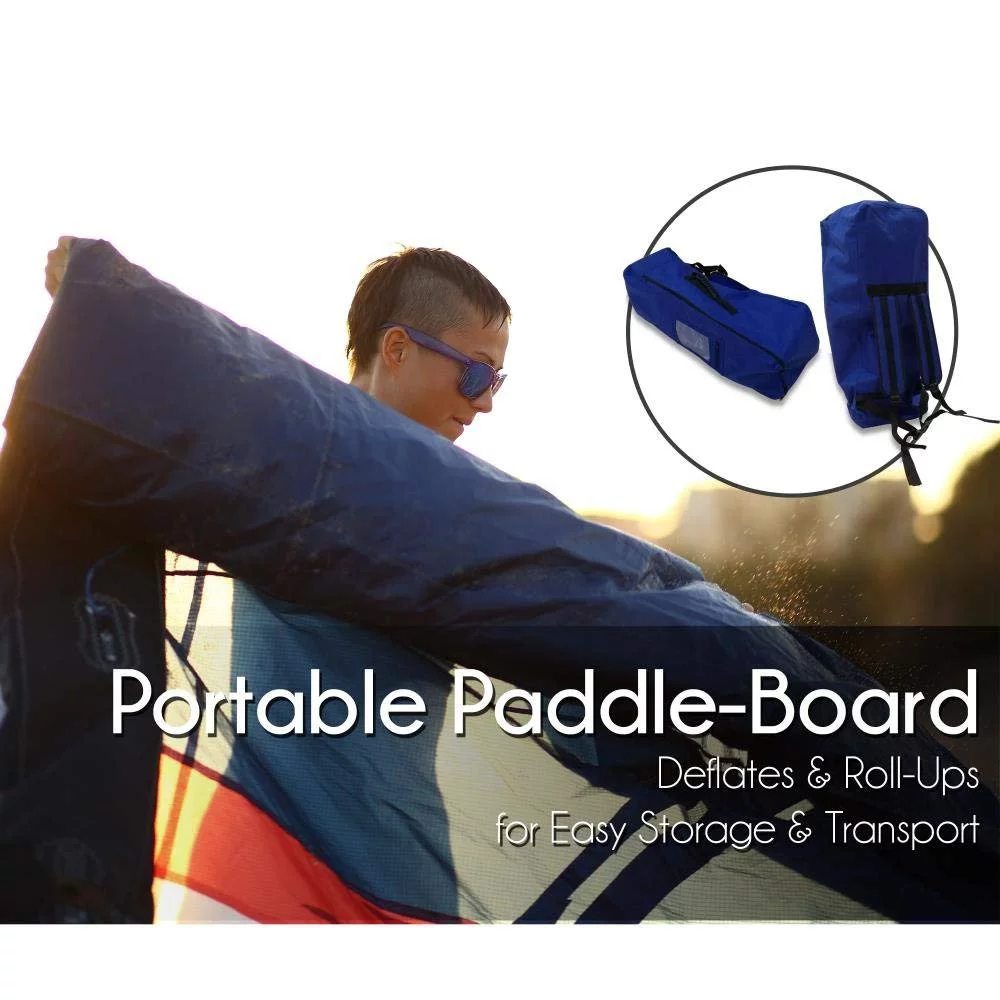 SereneLife Thunder Wave SUP - 10 Foot Inflatable Stand Up Water Paddle Board, Leash, Paddle, Pump & Bag - Green - Womvr