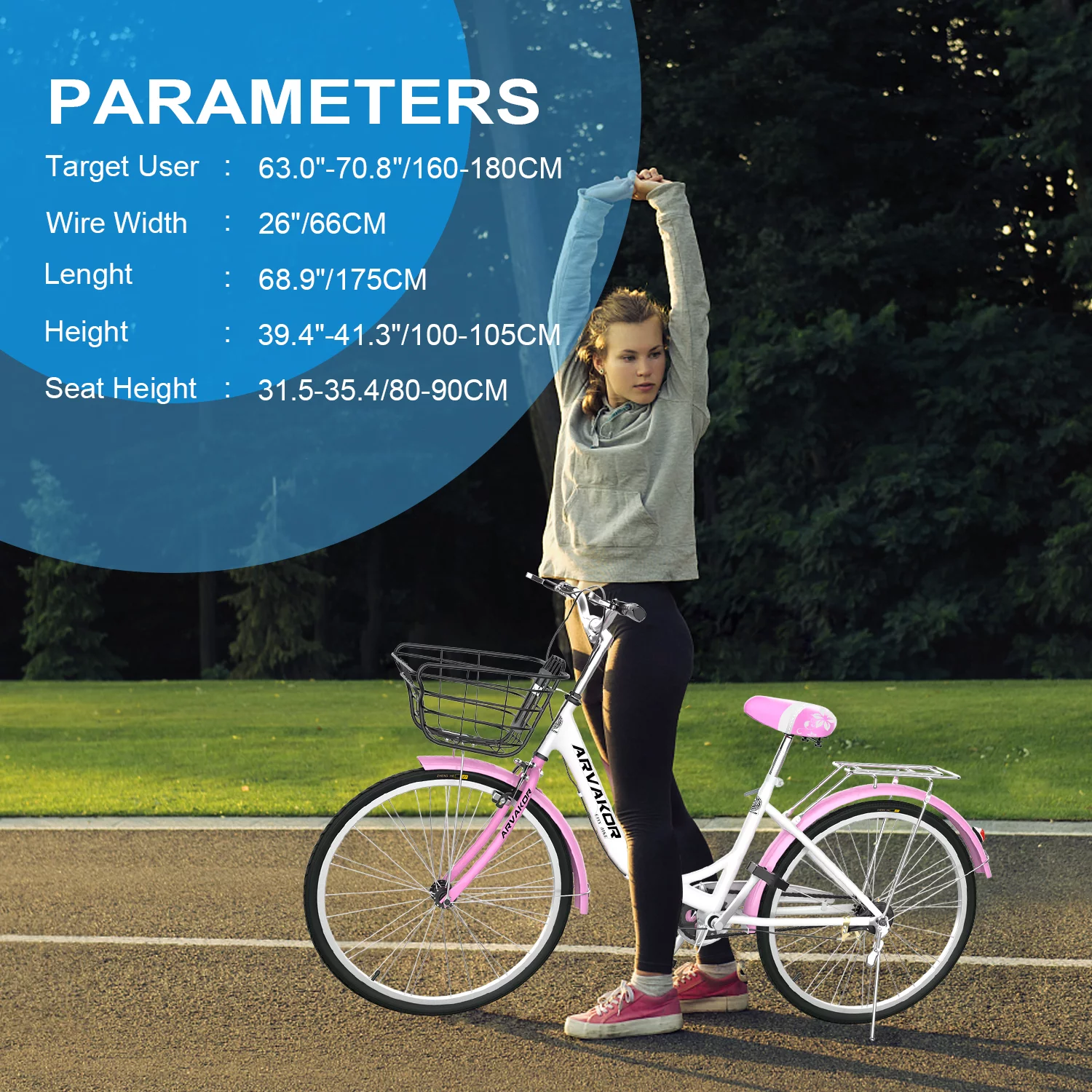 ARVAKOR 26 Inch Women Bike, Classic Bicycle Retro Bicycle, Cruiser Bike, Beige - Womvr