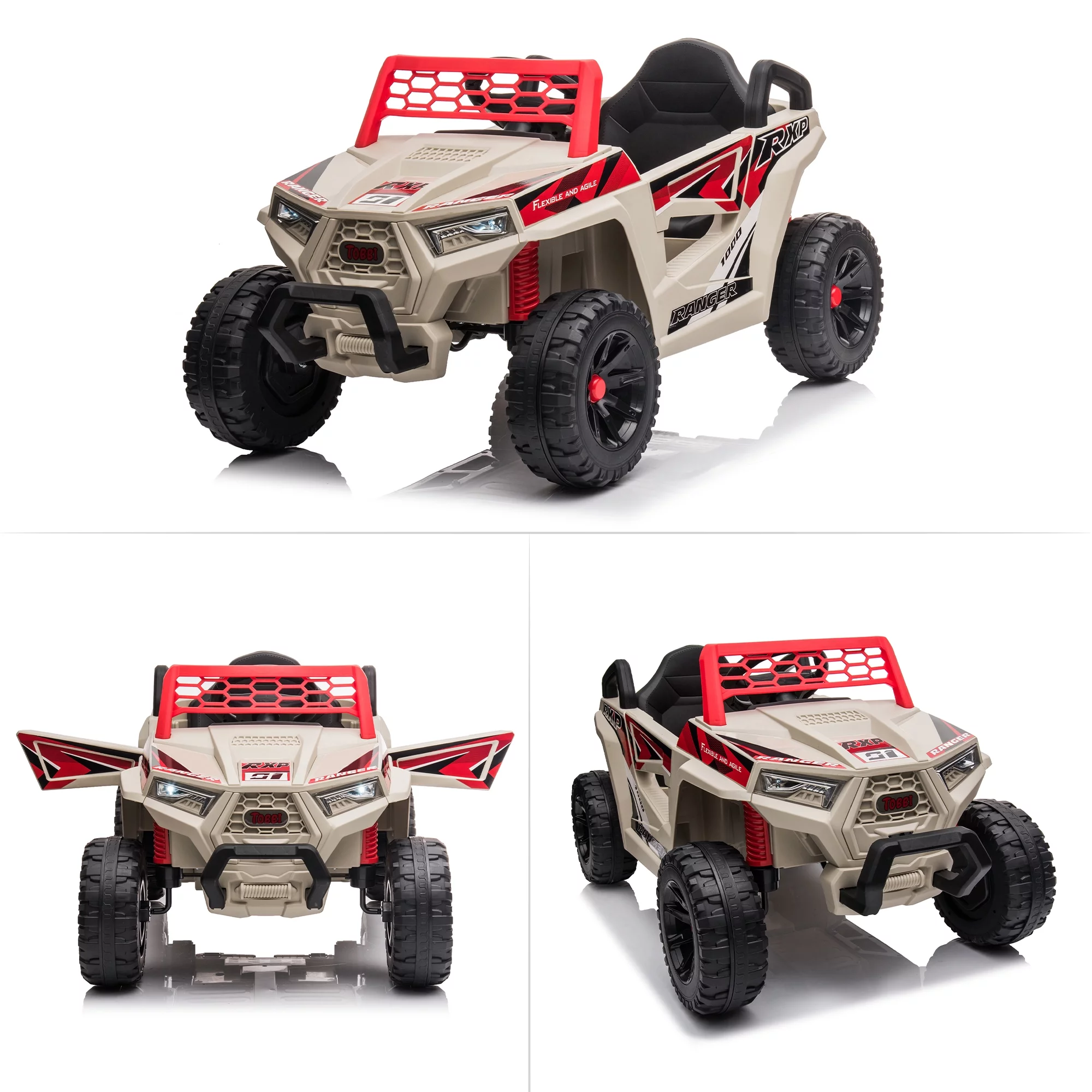 TOBBI 12V Kids Electric off-Road UTV Truck Car Battery Powered Ride on Toys for Girls with LED Headlights, Music, Horn - Womvr