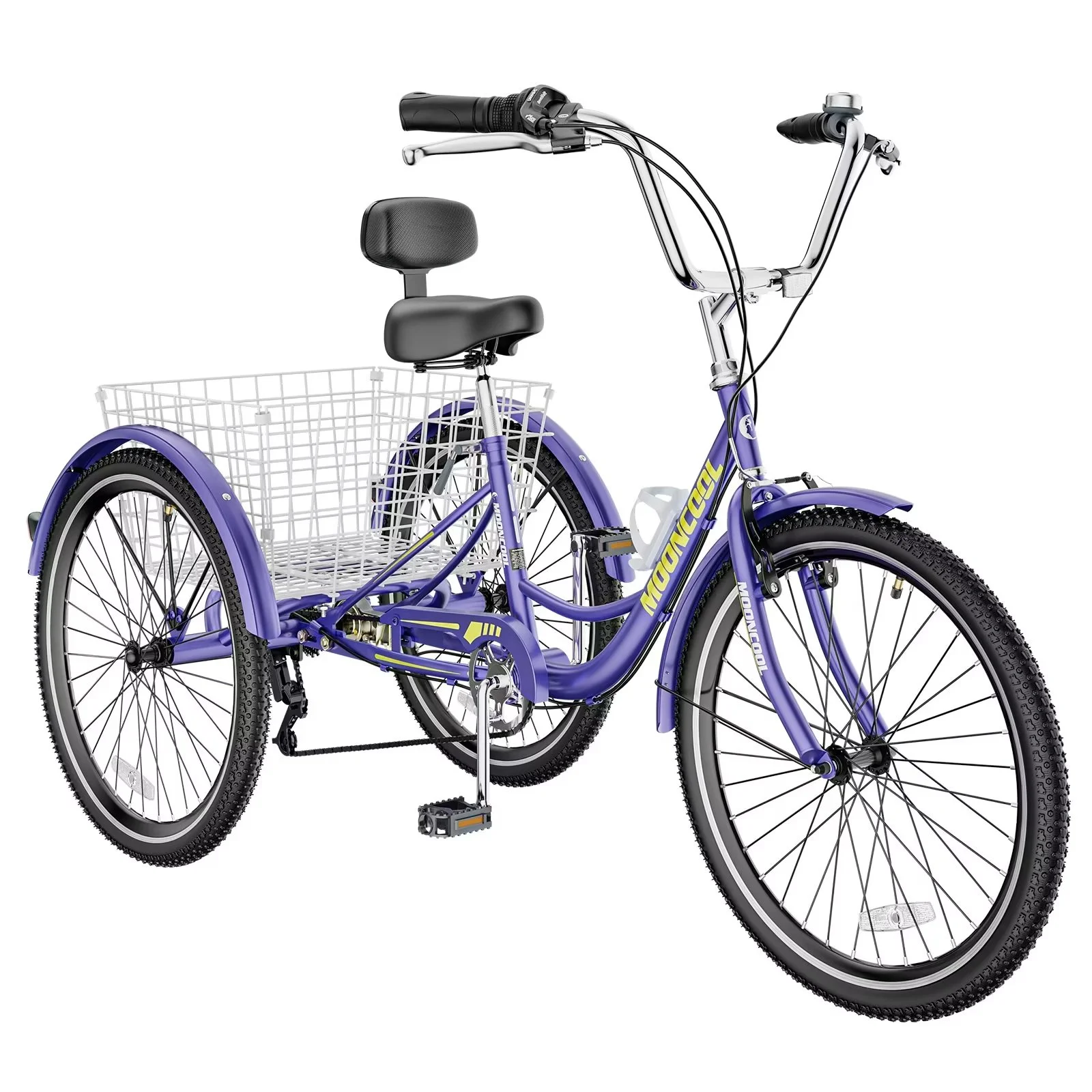 MOPHOTO 7 Speed Adult Tricycle 26 in/24in/20in, Trikes for Adults, Adult Tricycle with Basket & Dual Braking System, Adult Trikes for Women, Men, 3 Wheeled Bicycle for Shopping, Picnics Exercise - Womvr