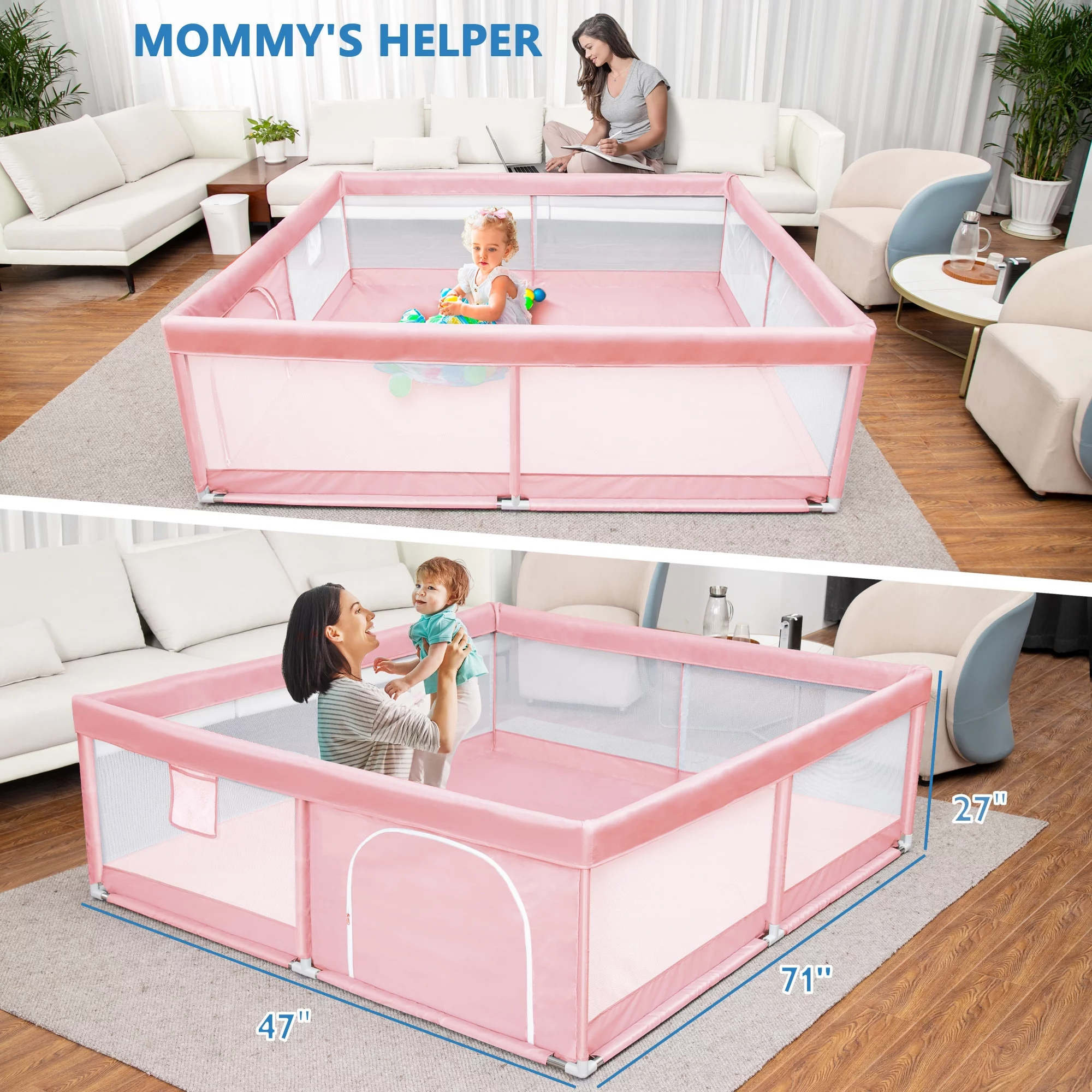 TEAYINGDE Baby Playpen Large Play Yard Fence for Toddlers,47