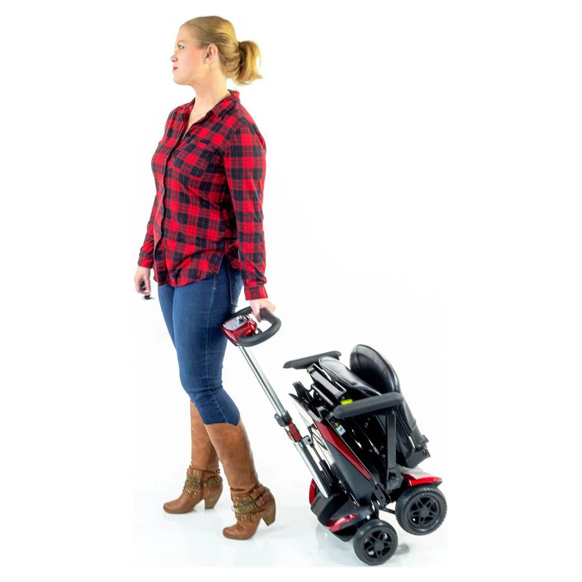 Enhance Mobility - The Transformer Electric Auto Folding Mobility Scooter 4-Wheel - Red - Womvr