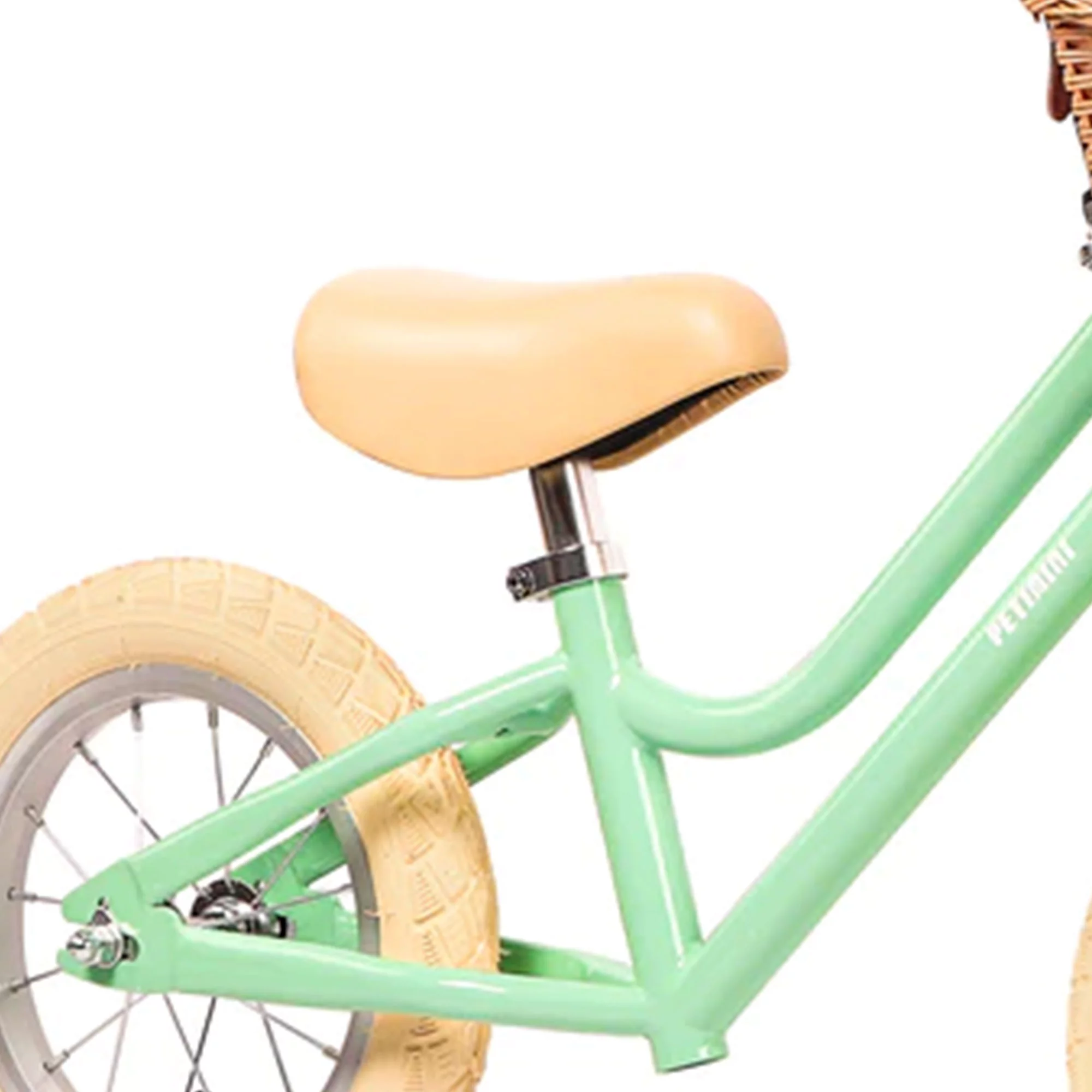 Petimini 12 Inch Kids Balance Bike with Basket for 2-6 Year Olds, Peach - Womvr