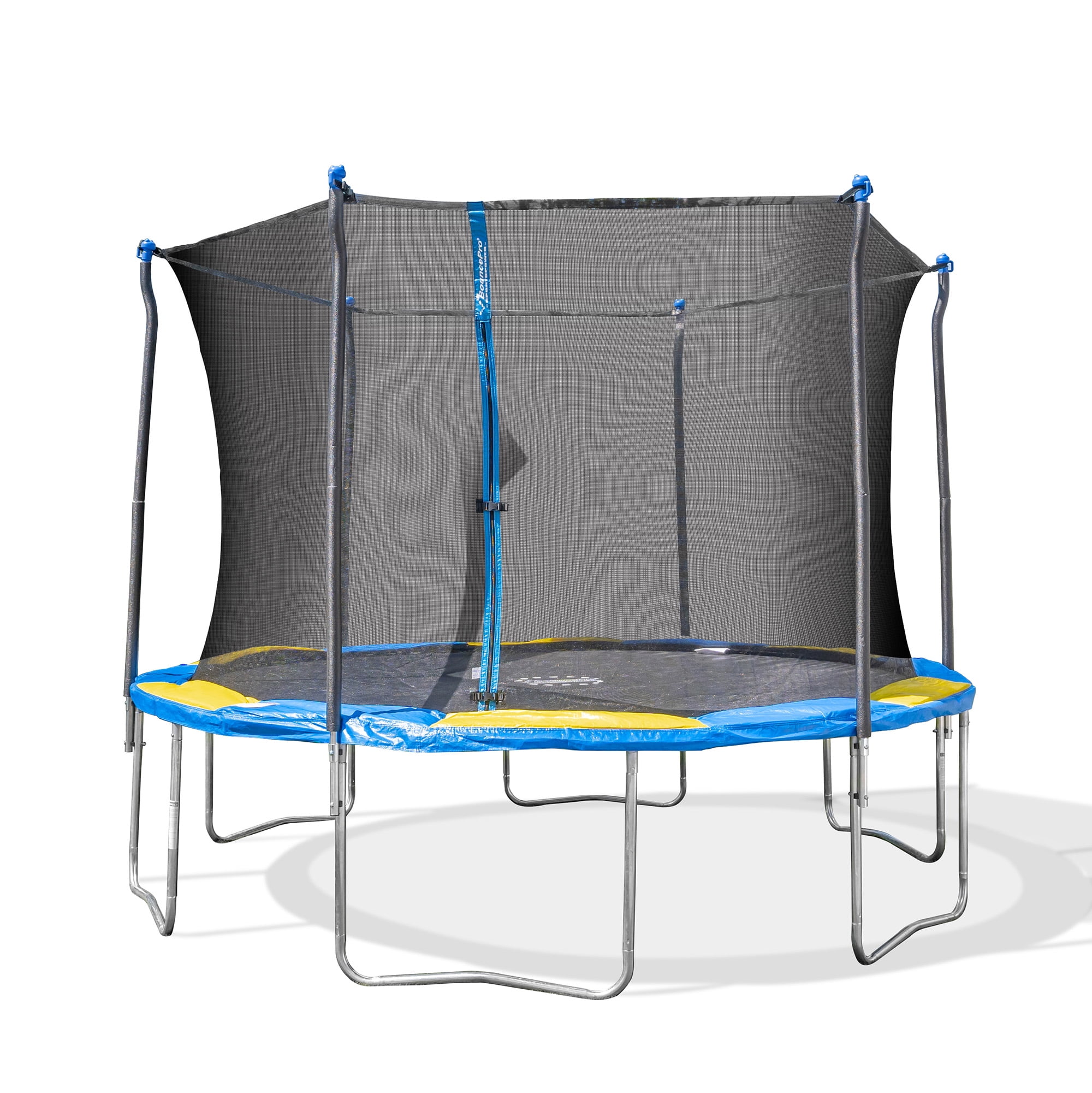 Bounce Pro 12' Trampoline with Enclosure Combo, Blue/Yellow - Womvr