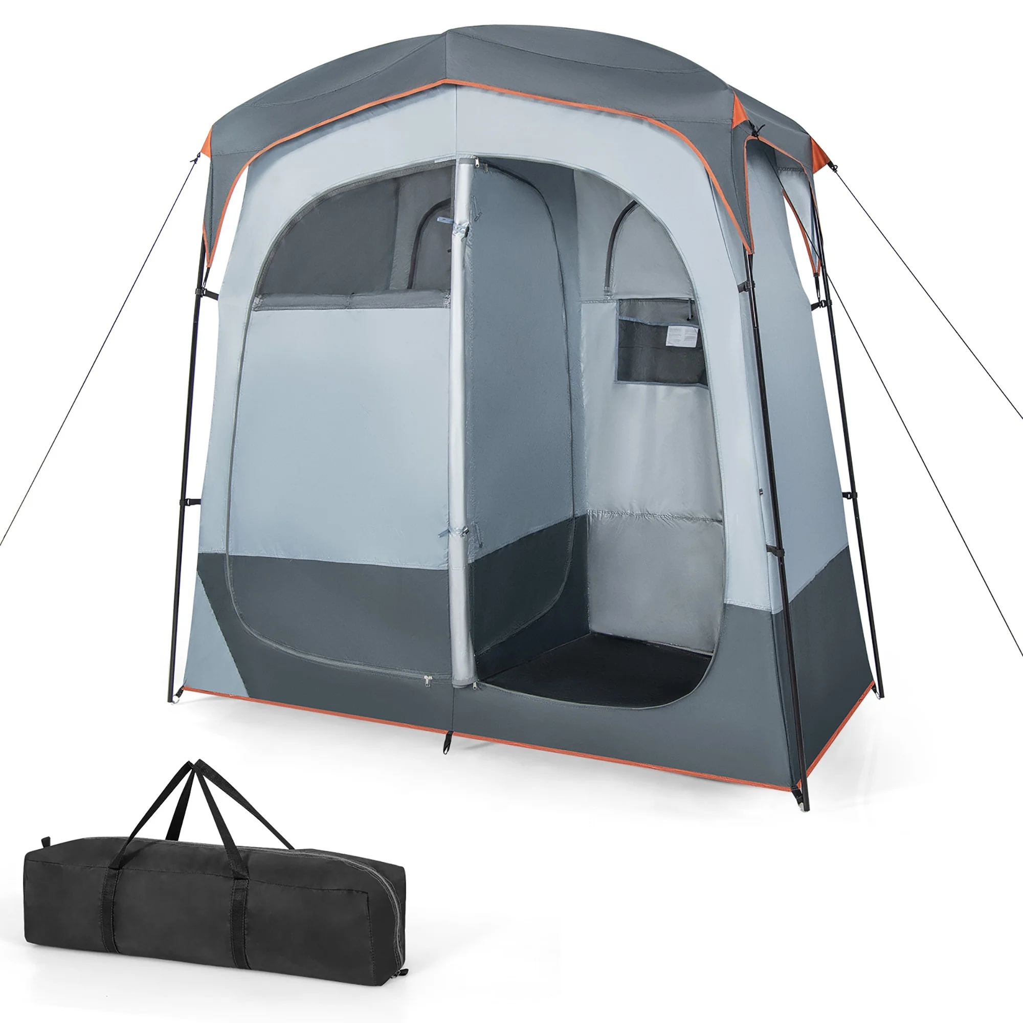 Costway 2 Room Shower Tent Oversize Privacy Shelter Portable Dressing Toilet Outdoor - Womvr