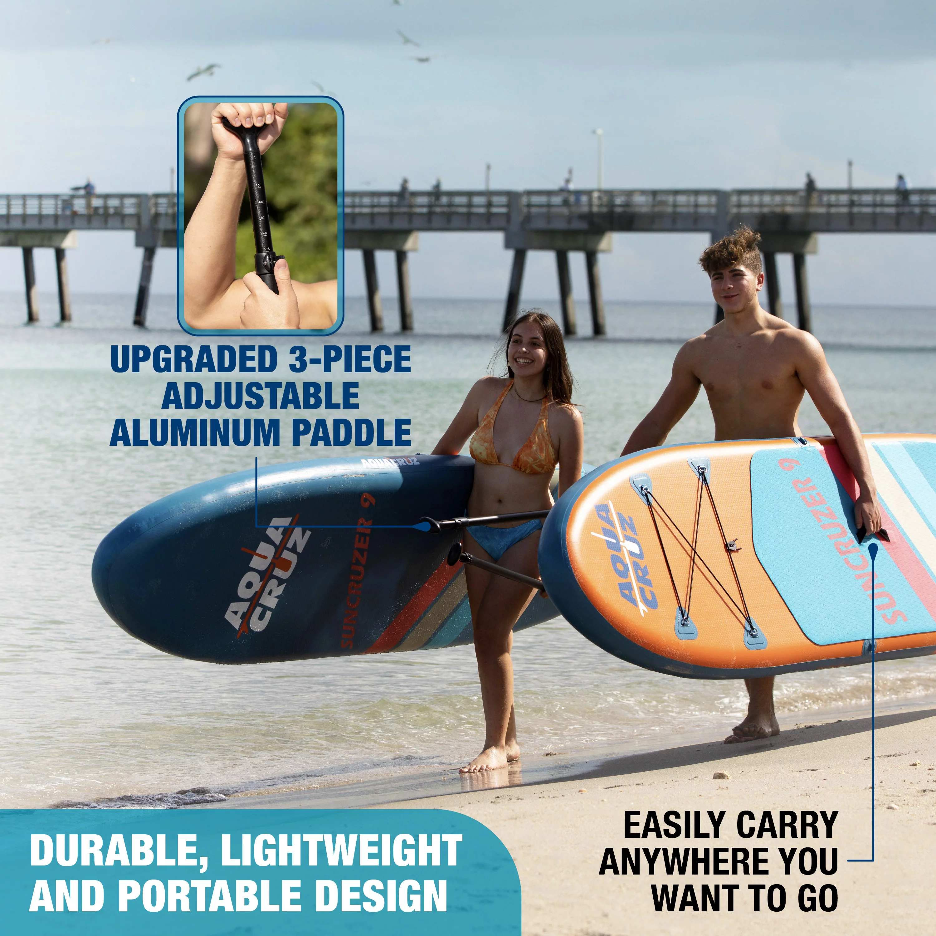 Aquacruz Suncruzer 9 ft. Inflatable Stand Up Paddle Board Set with Accessories - Womvr