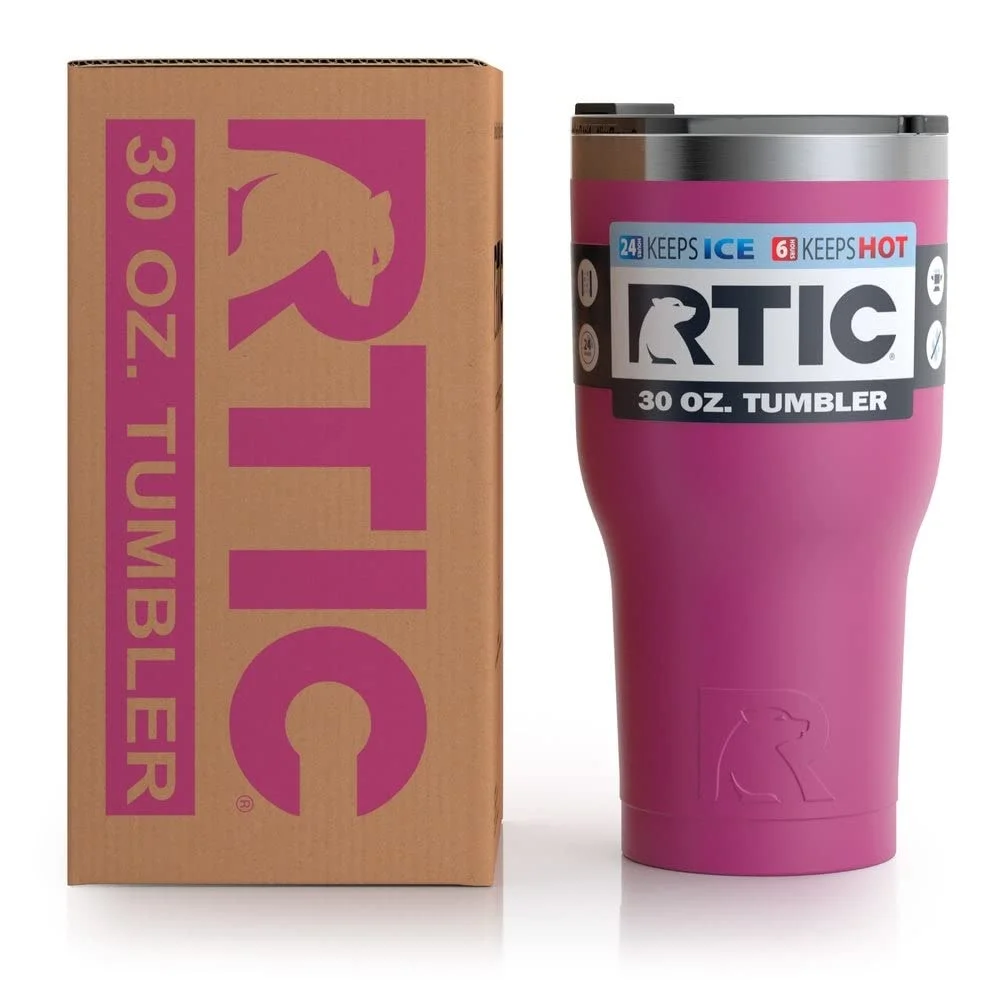 RTIC 30 OZ Insulated Tumbler Stainless Steel Coffee Travel Mug with Lid, Spill Proof, Hot Beverage and Cold, Portable Thermal Cup for Car, Camping, Deep Harbor - Womvr